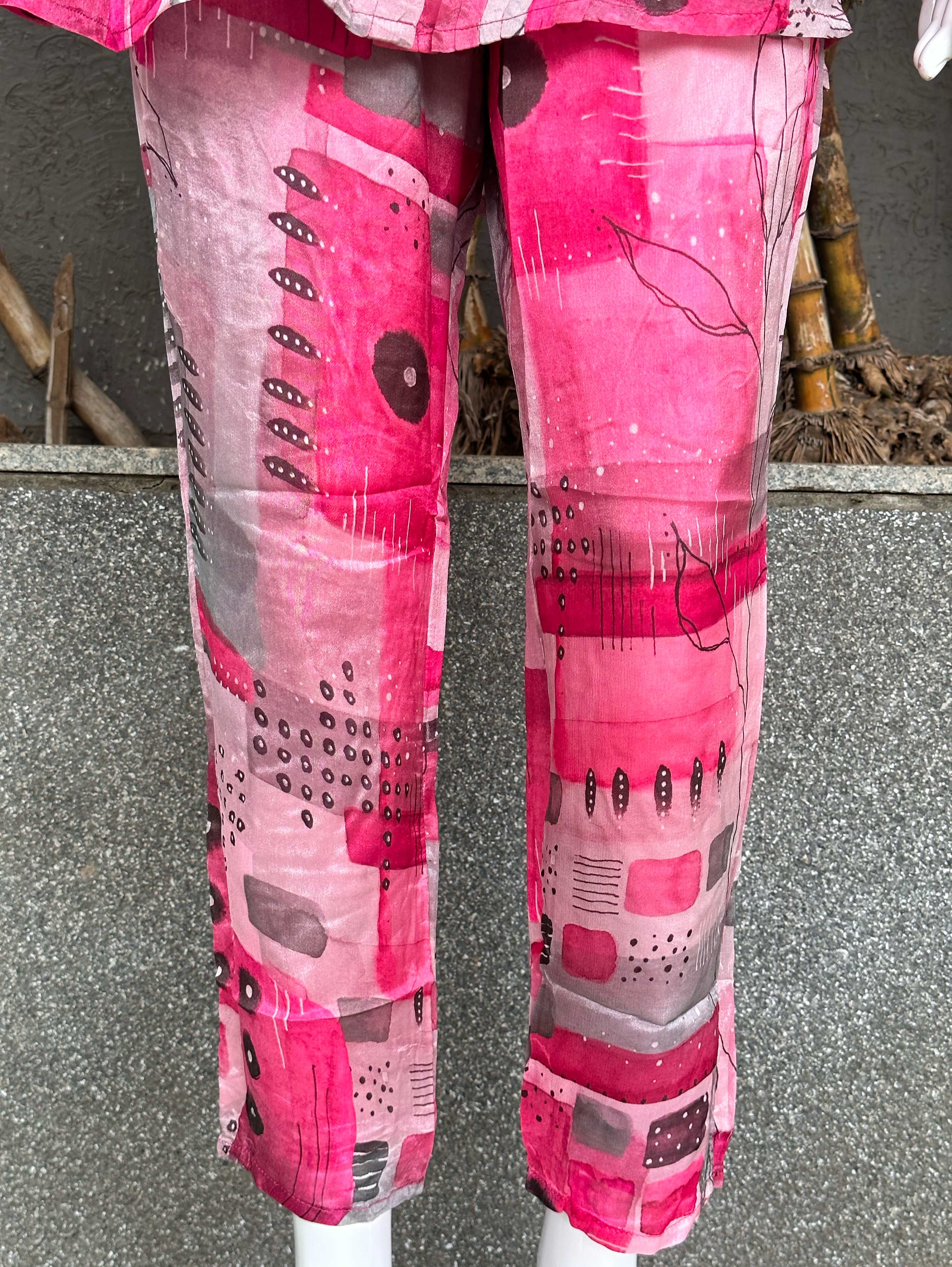 Image of Pure Chinnon Print with Collar work - Coord Set