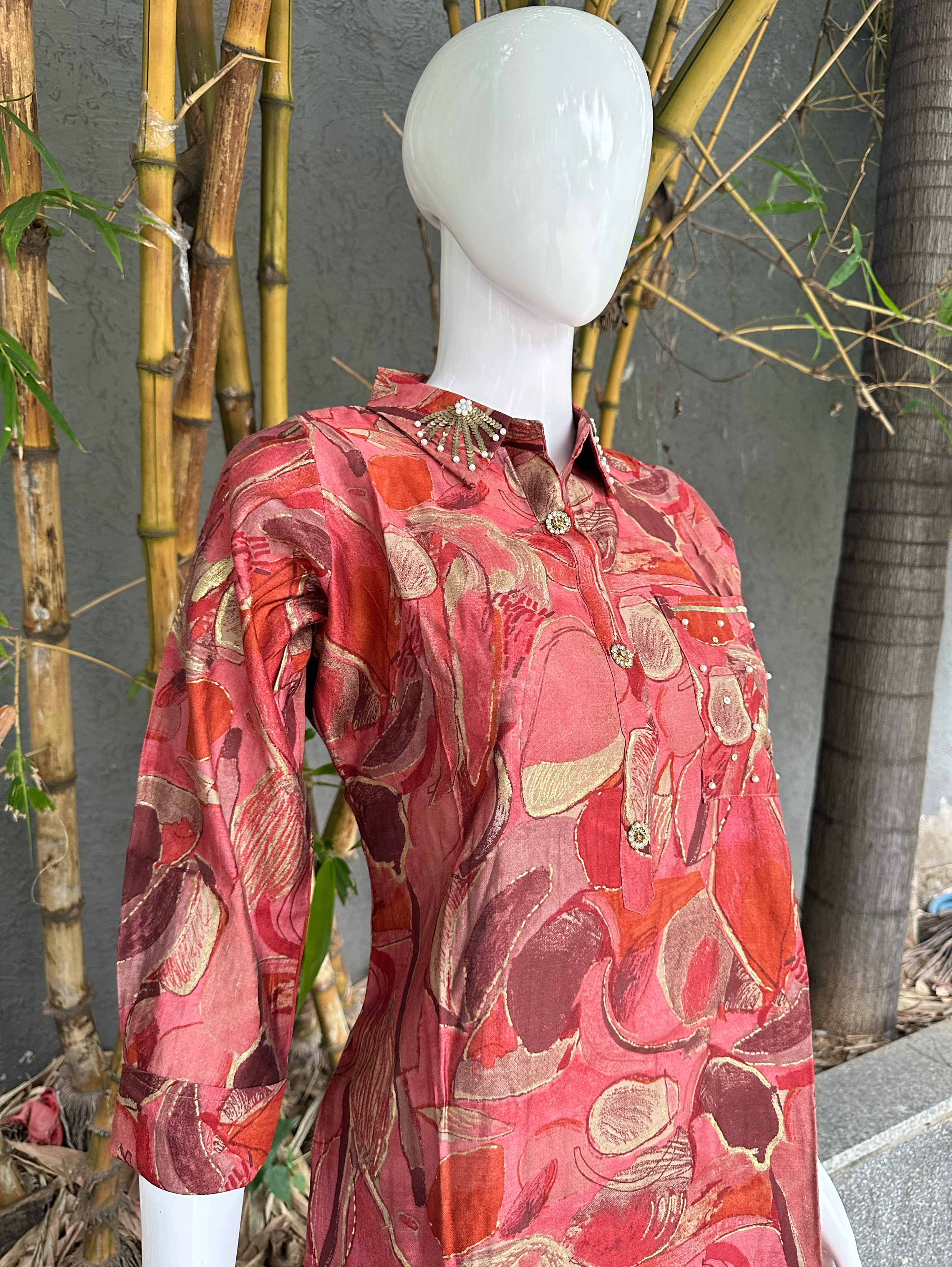 Image of Muslin with Collar and Pocket work Coords
