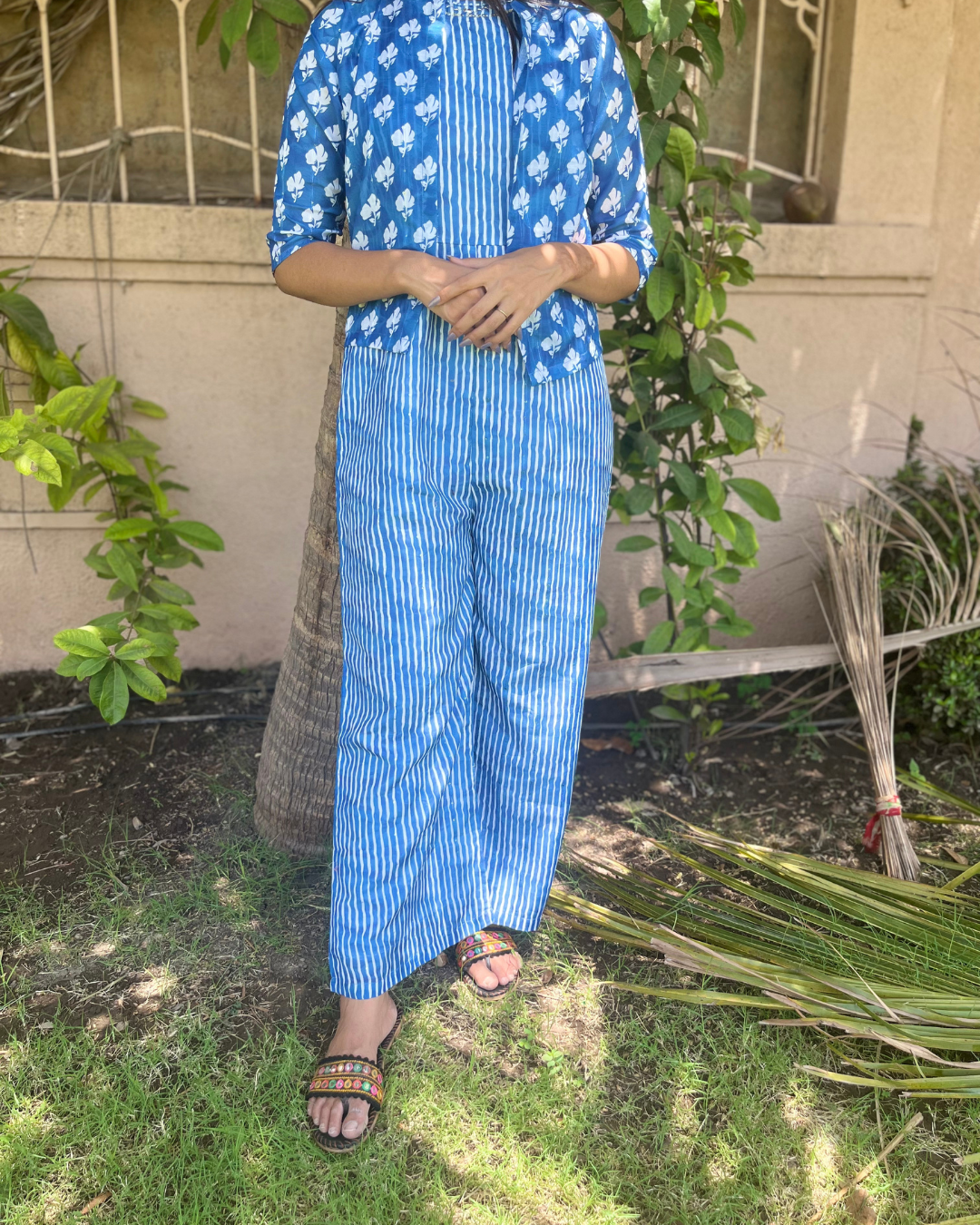 Image of Muslin Stripe Jumpsuit - With Jacket