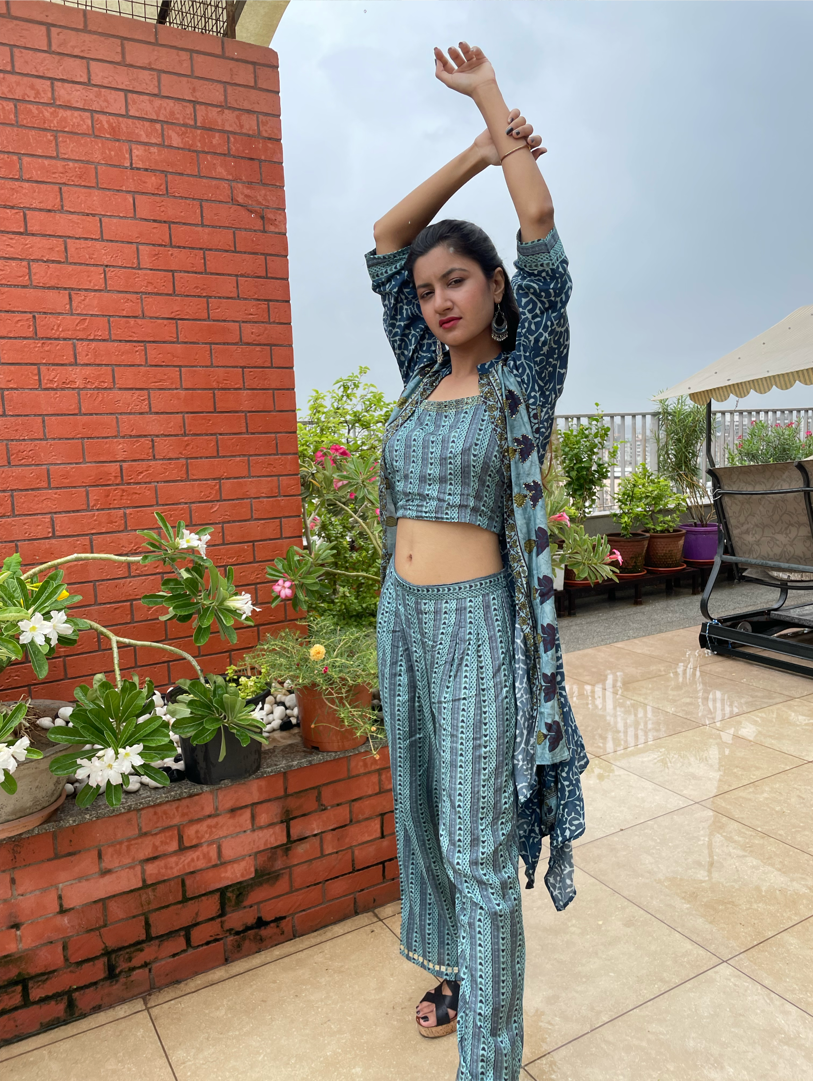 Muslin 3 Piece Coords with work