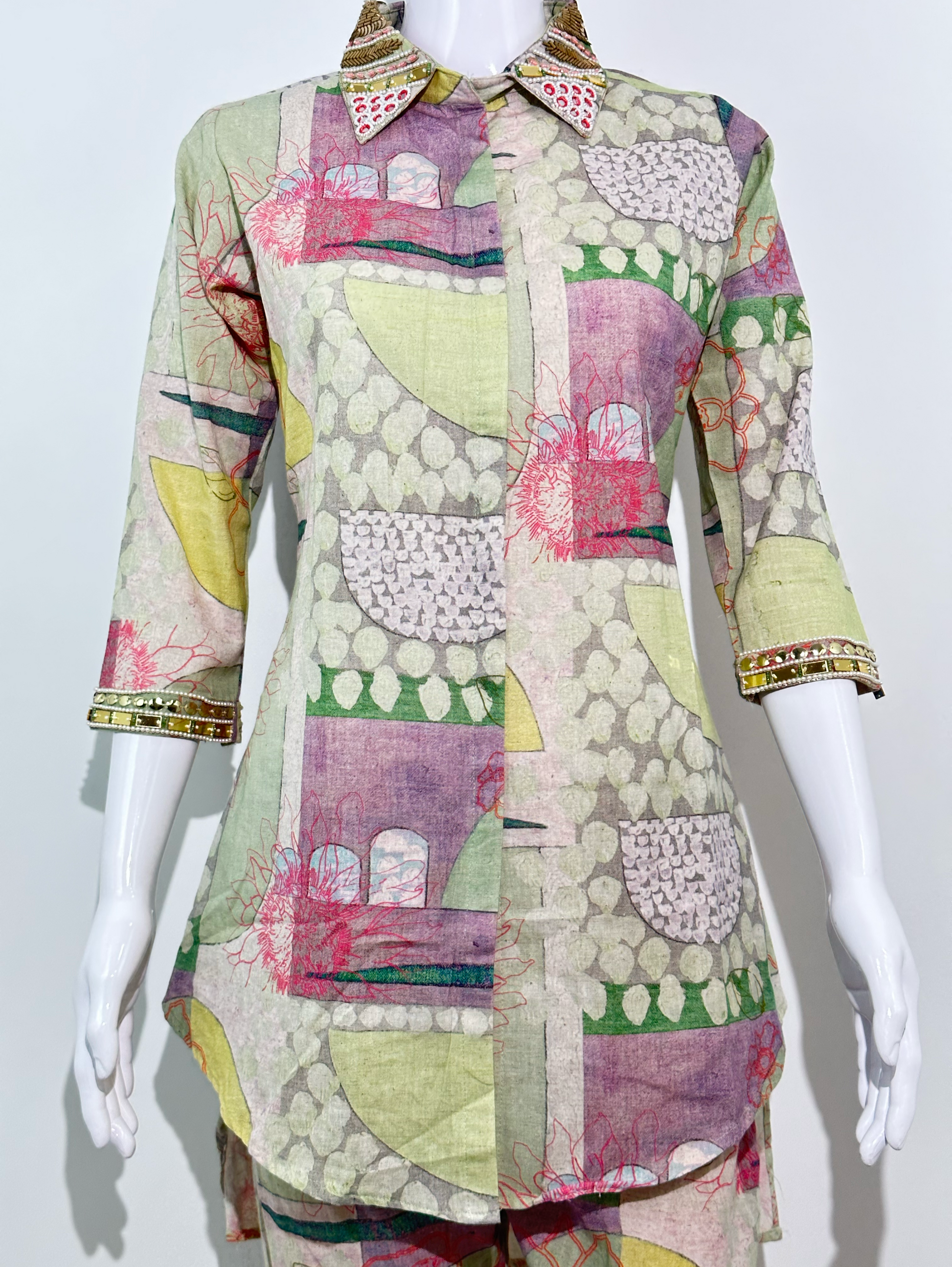 Linen Cotton with Complete Embroidery Coords