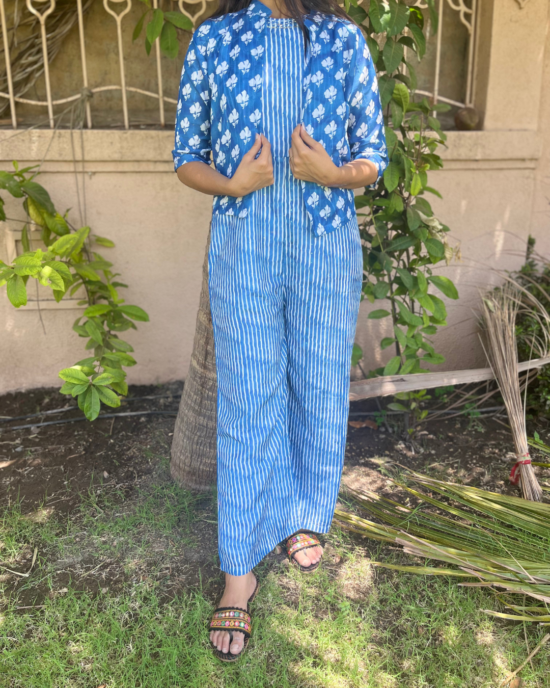 Image of Muslin Stripe Jumpsuit - With Jacket