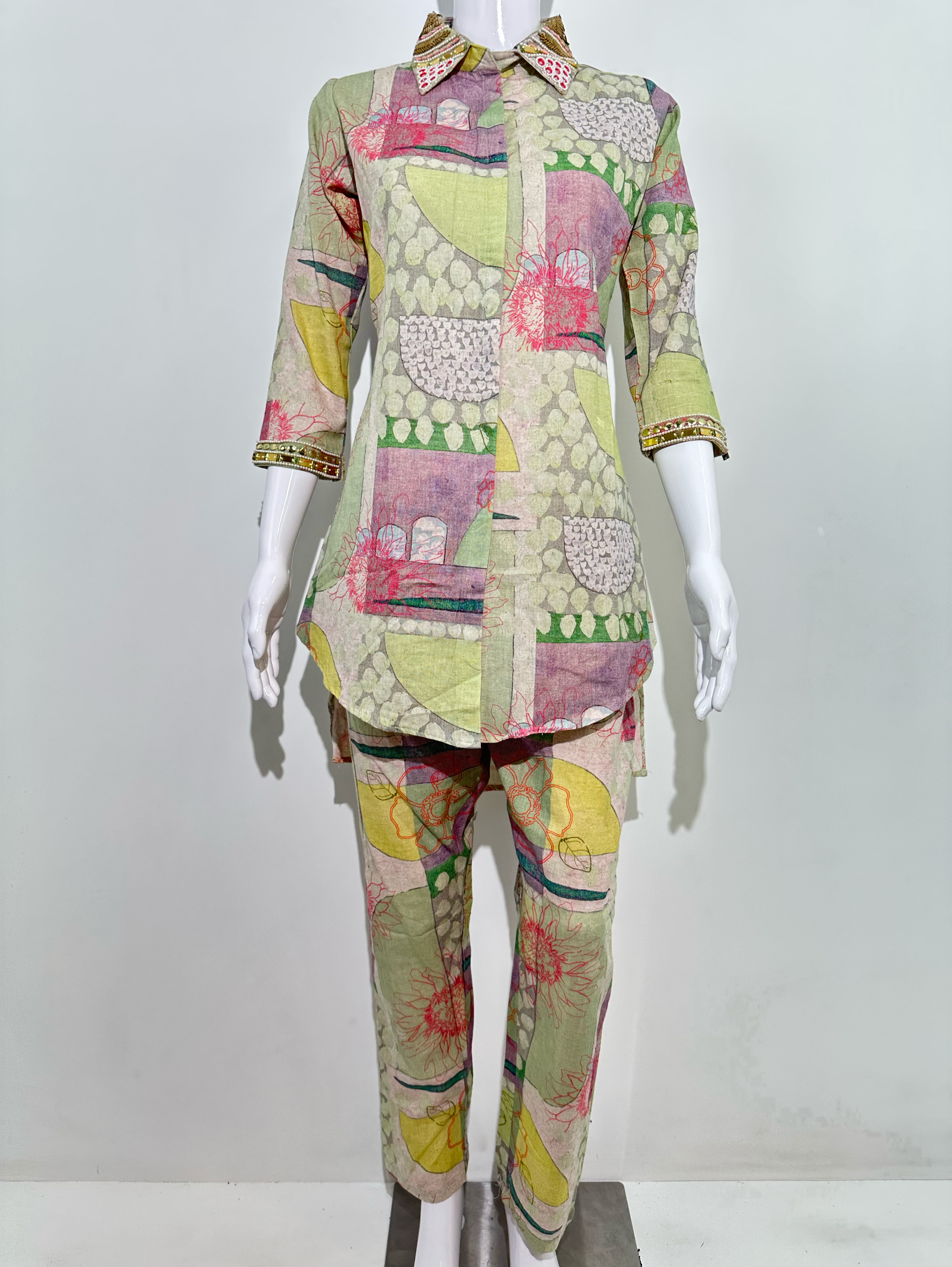 Image of Linen Cotton with Complete Embroidery Coords