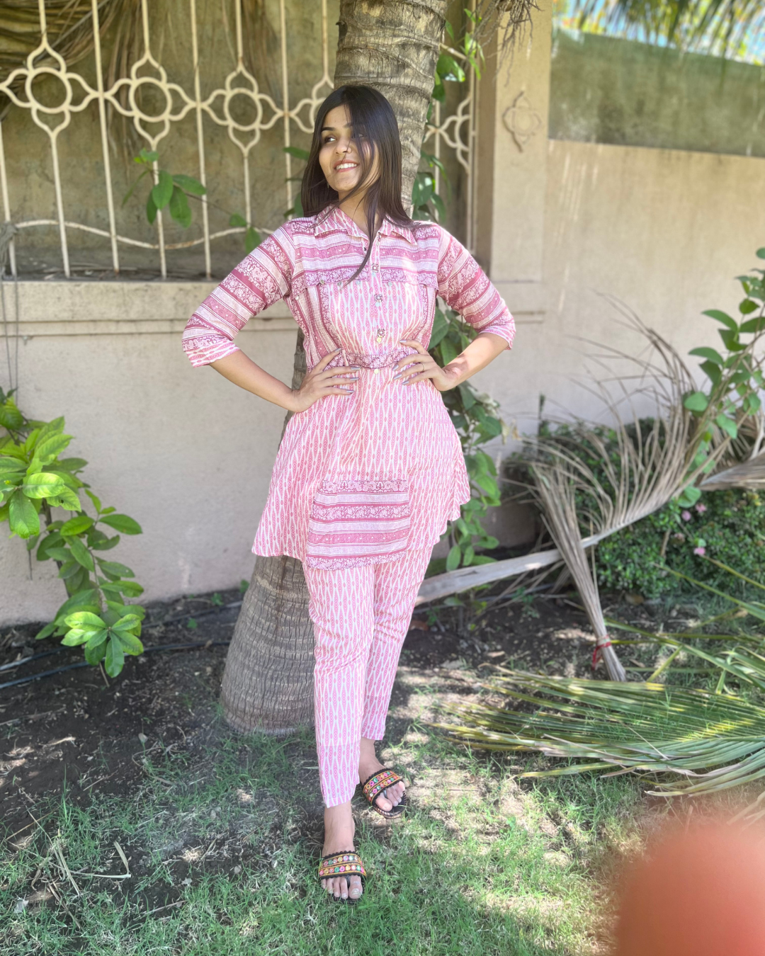 Image of Pink Cotton Coord Set - 2 Piece