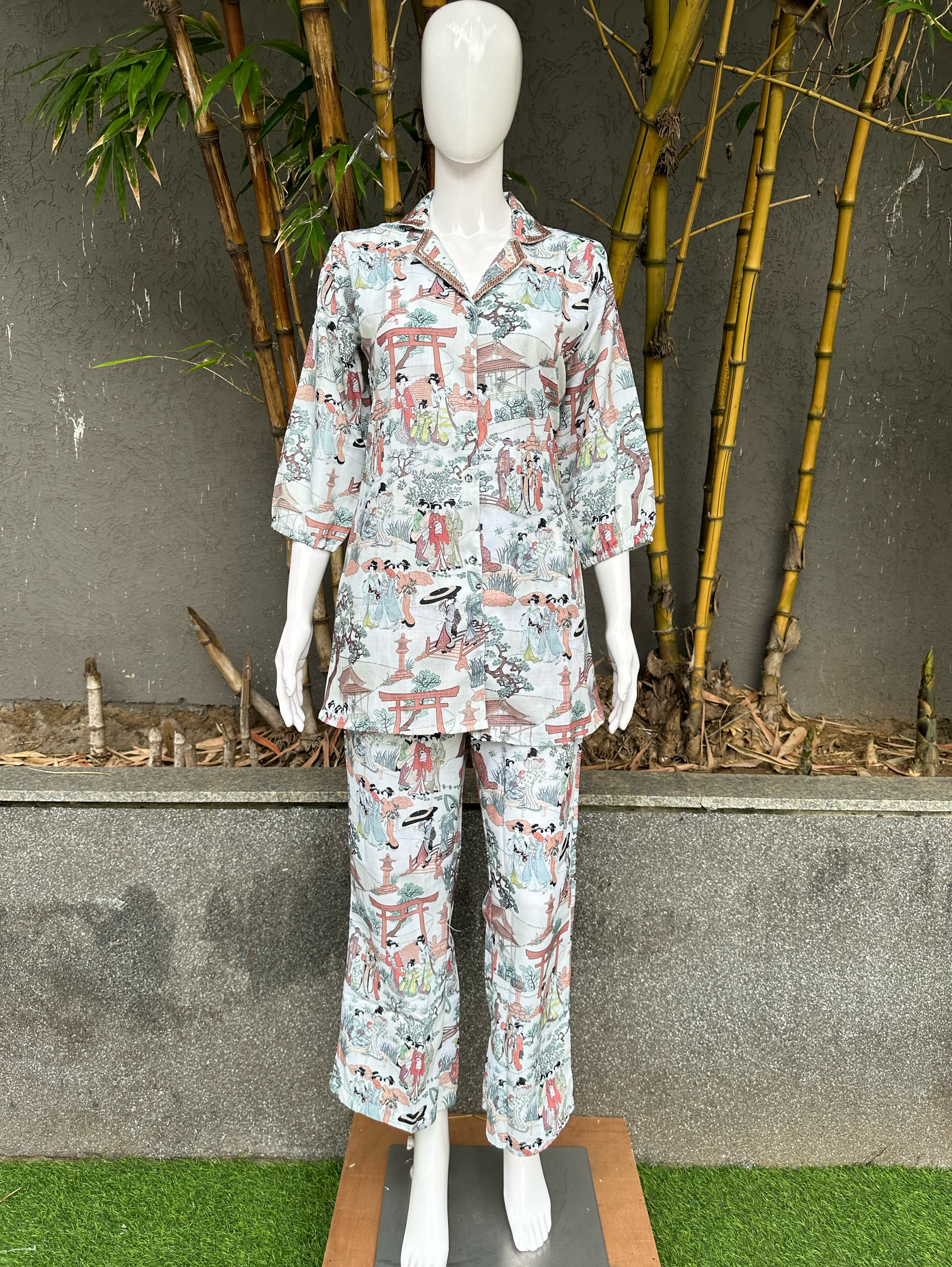Cotton Print Coords with Collar Sequence