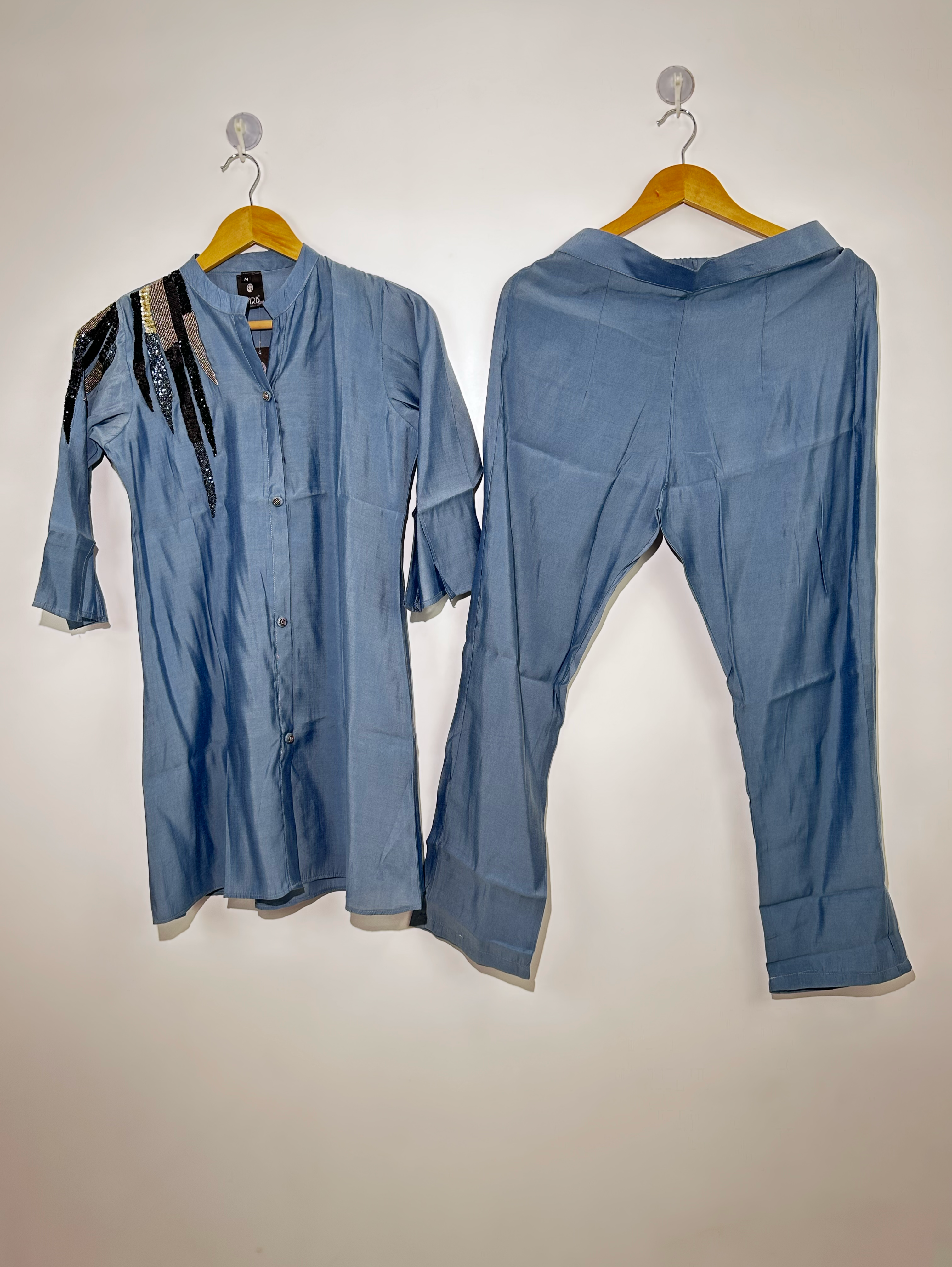 Image of Sky Blue Muslin Hand work Coords
