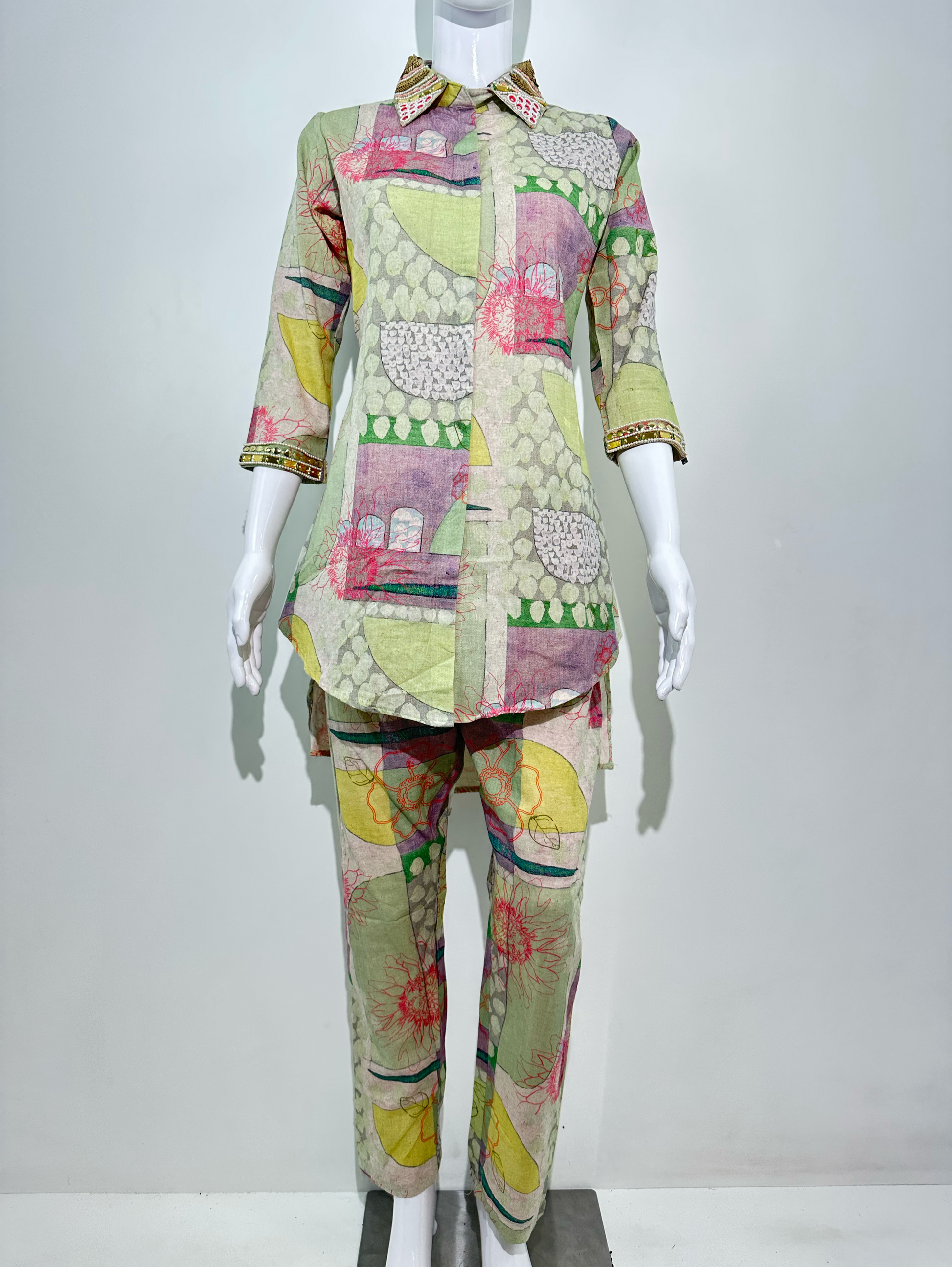 Linen Cotton with Complete Embroidery Coords