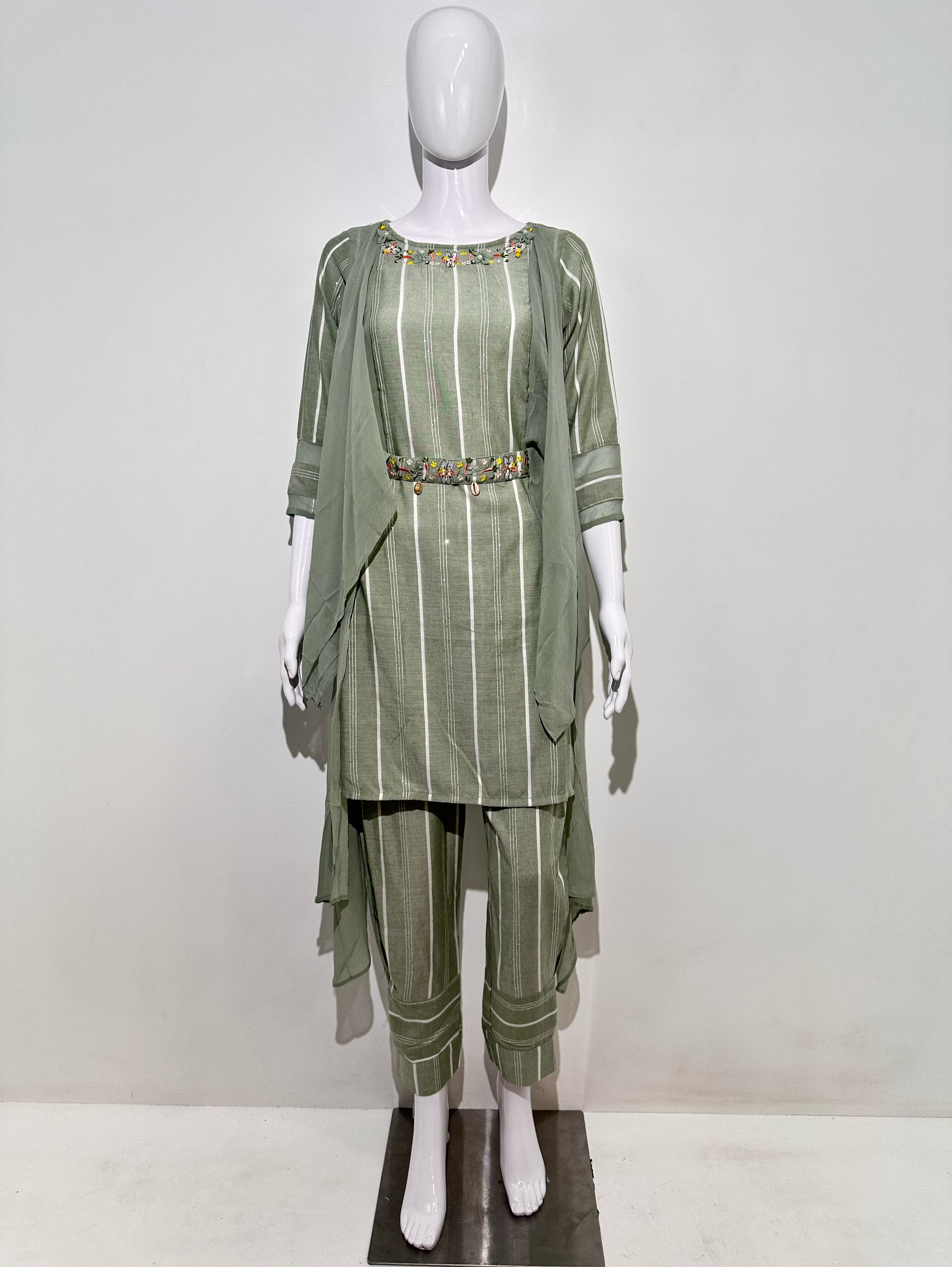 Rayon Different cuts with Embroidery and belt work