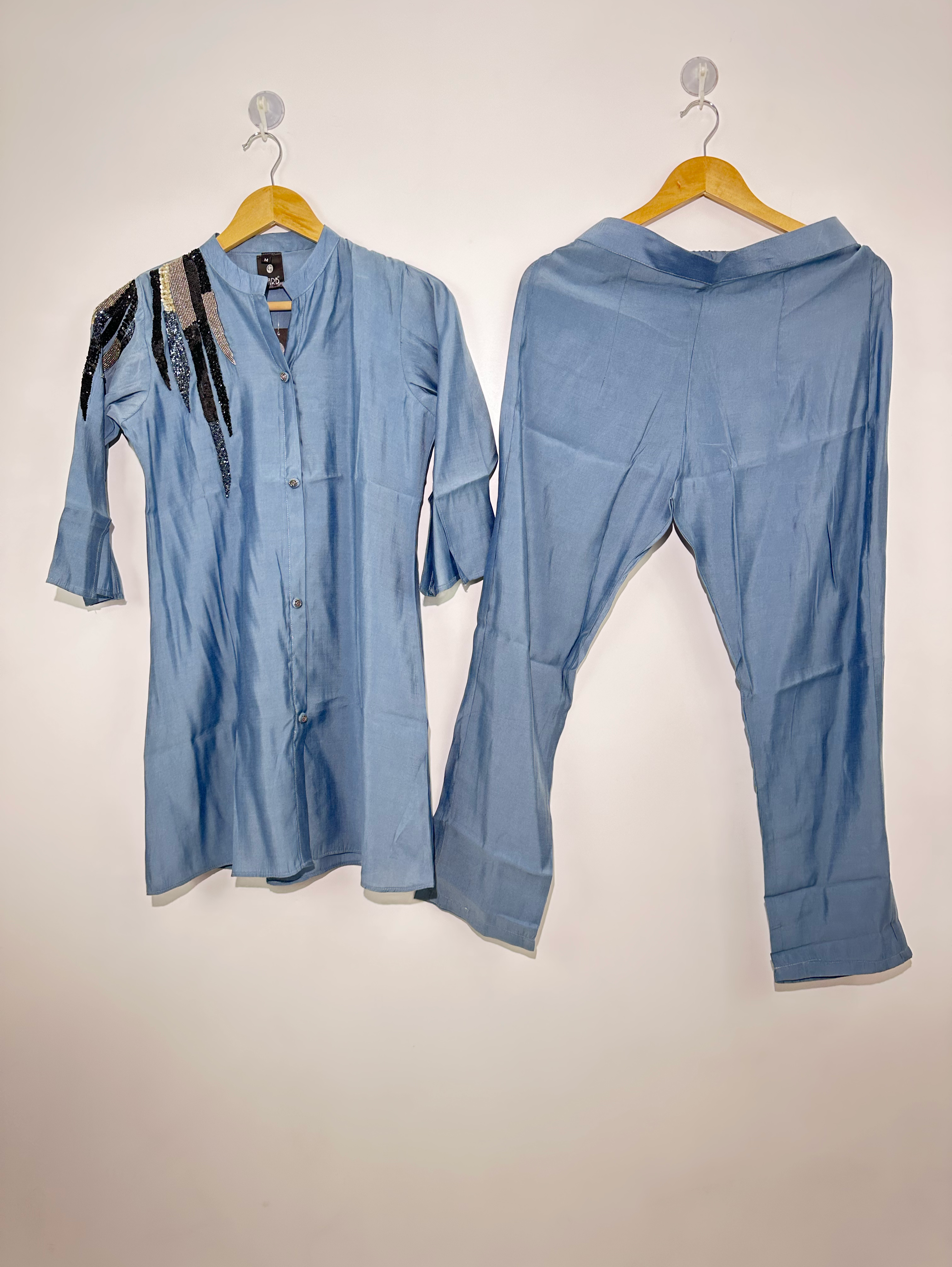 Image of Sky Blue Muslin Hand work Coords