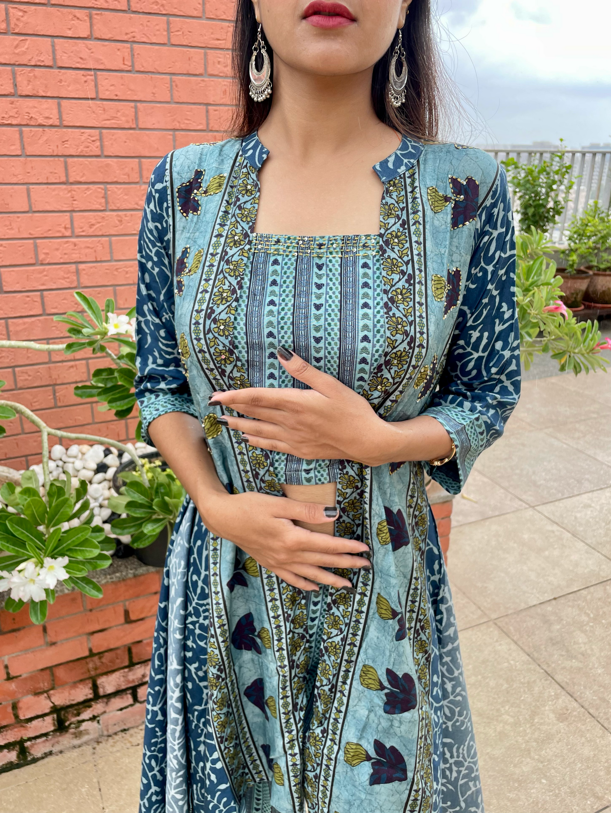 Muslin 3 Piece Coords with work