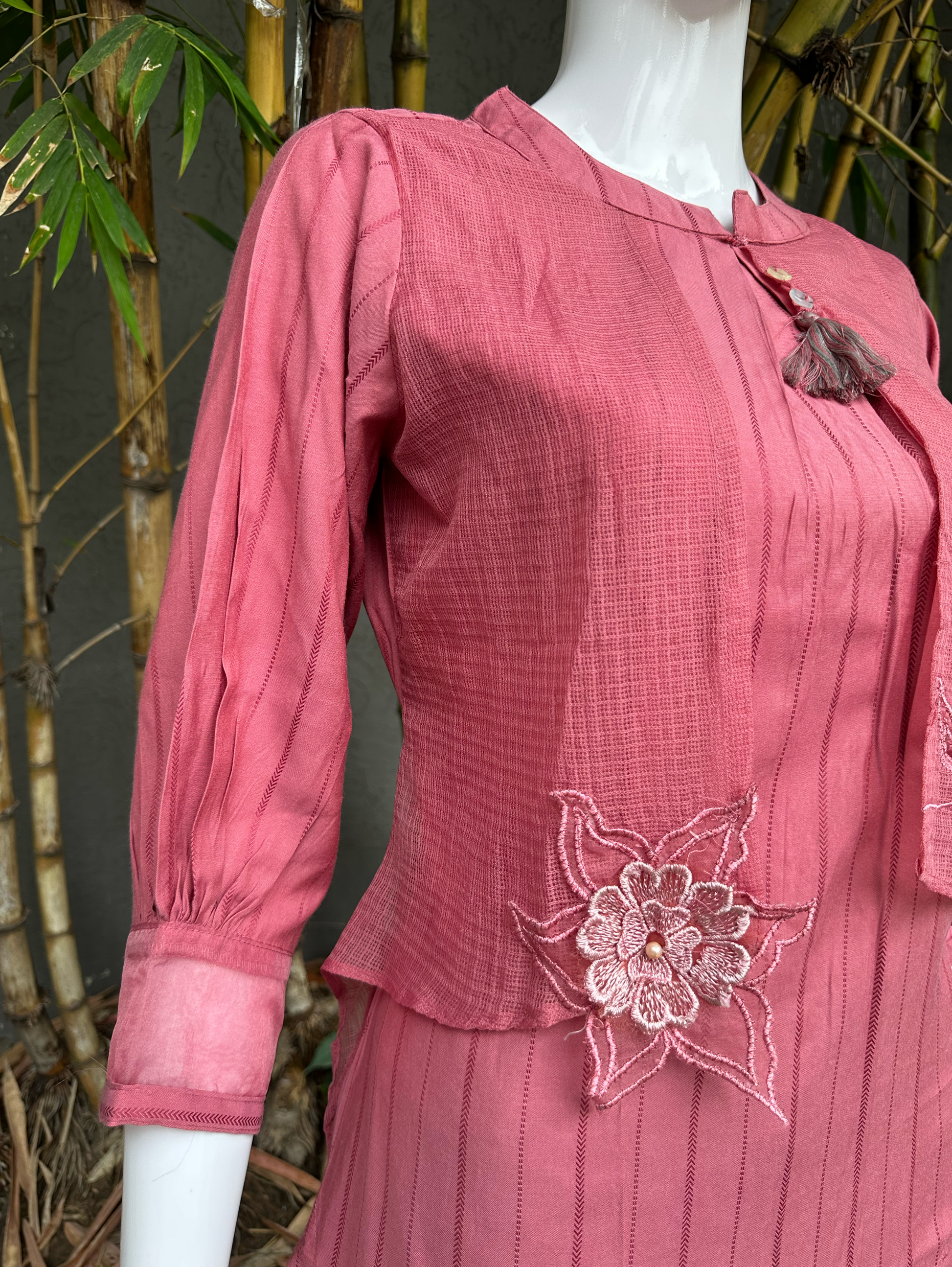 Rayon Pant Pair with Attached Jacket and Embroidery work