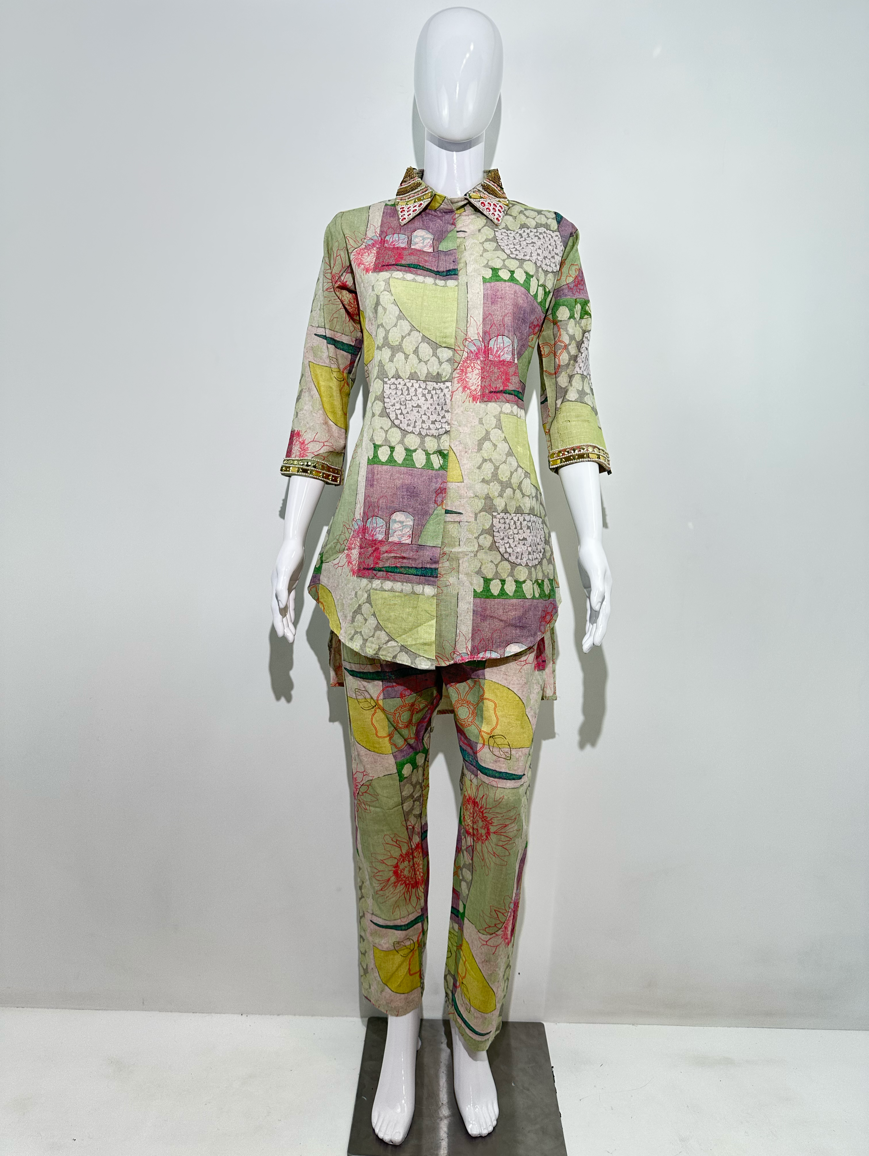 Image of Linen Cotton with Complete Embroidery Coords
