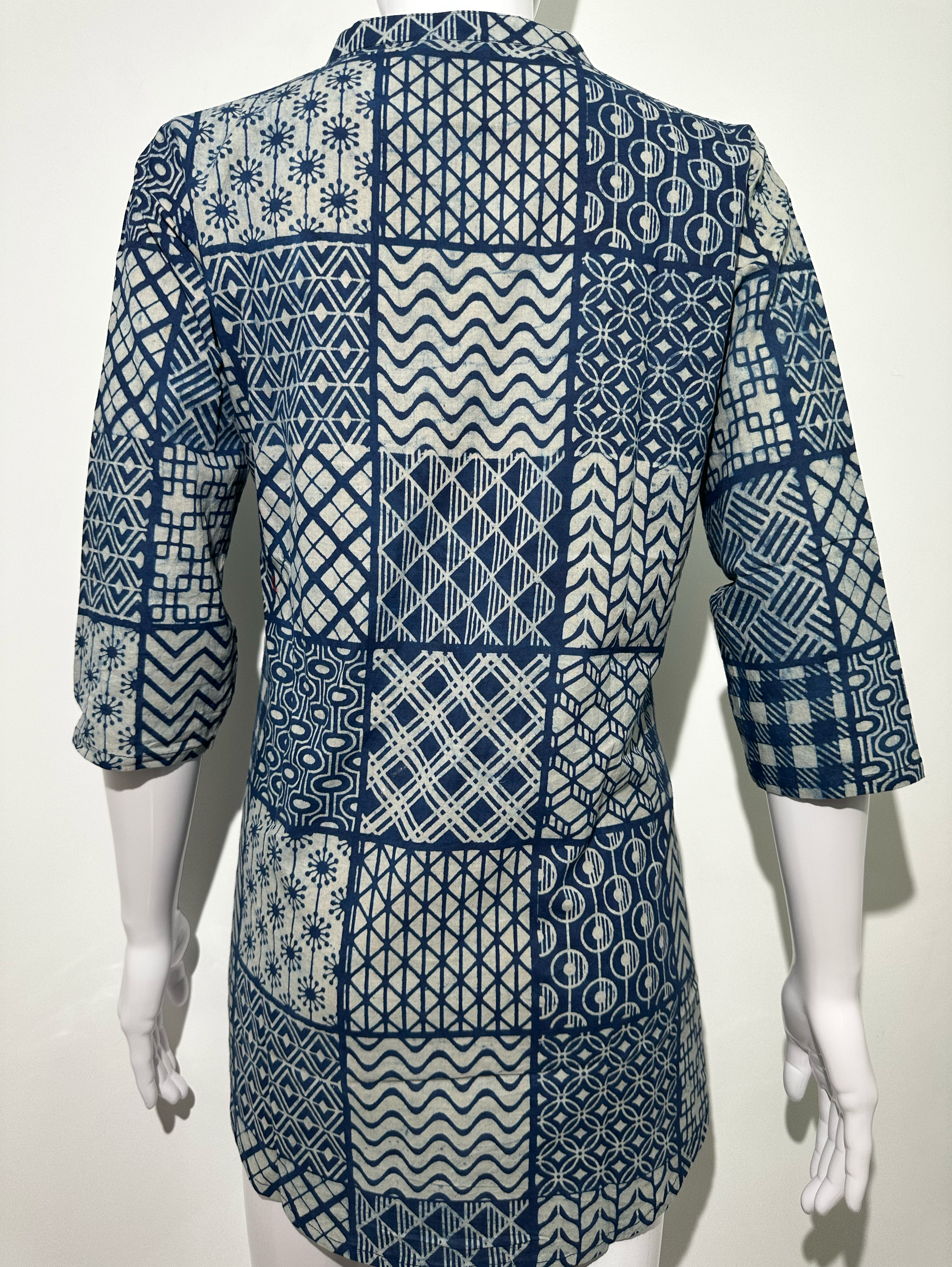 Image of Kalamkari Print Stand Patti Embroidery Tunic
