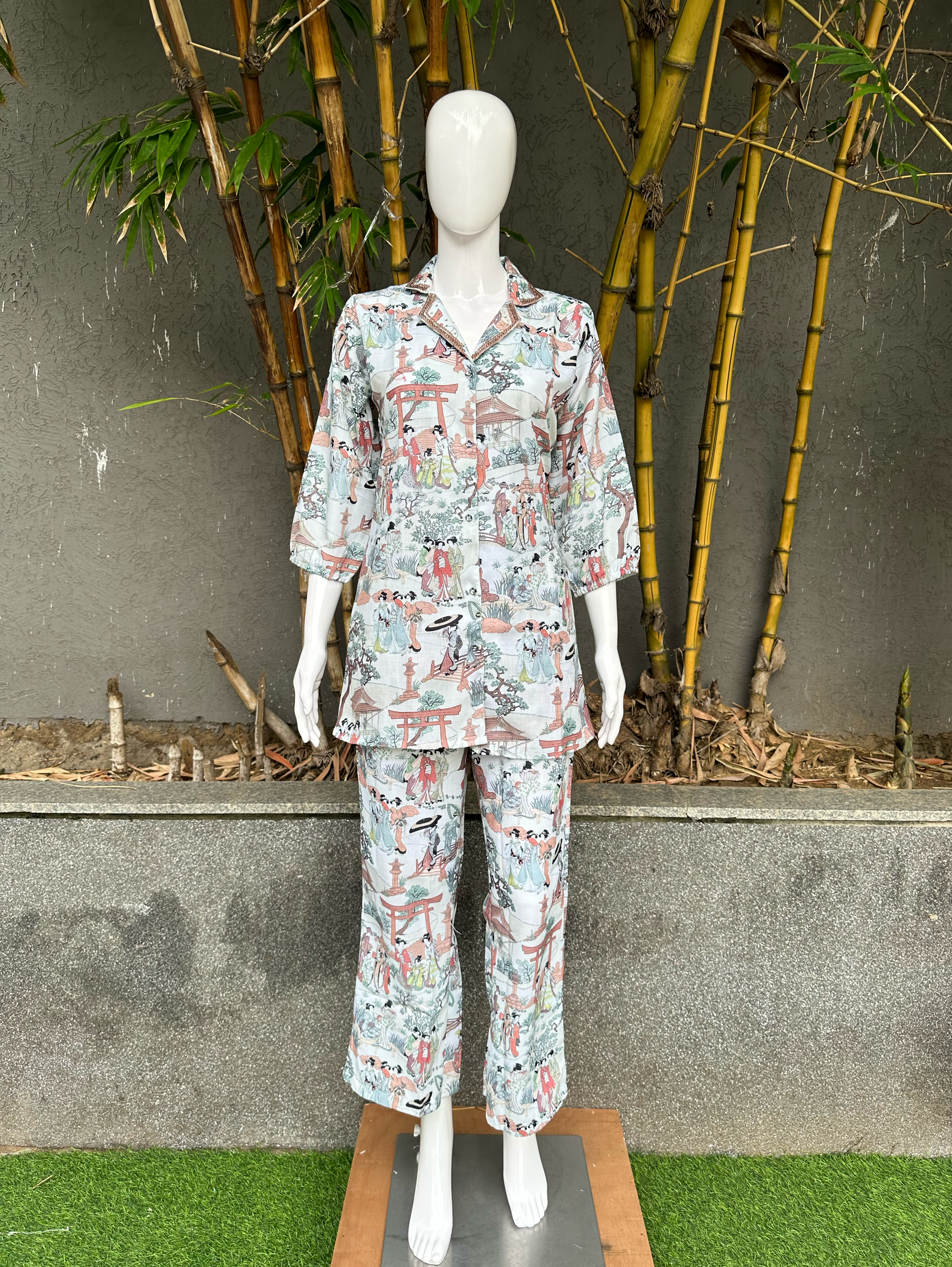 Cotton Print Coords with Collar Sequence