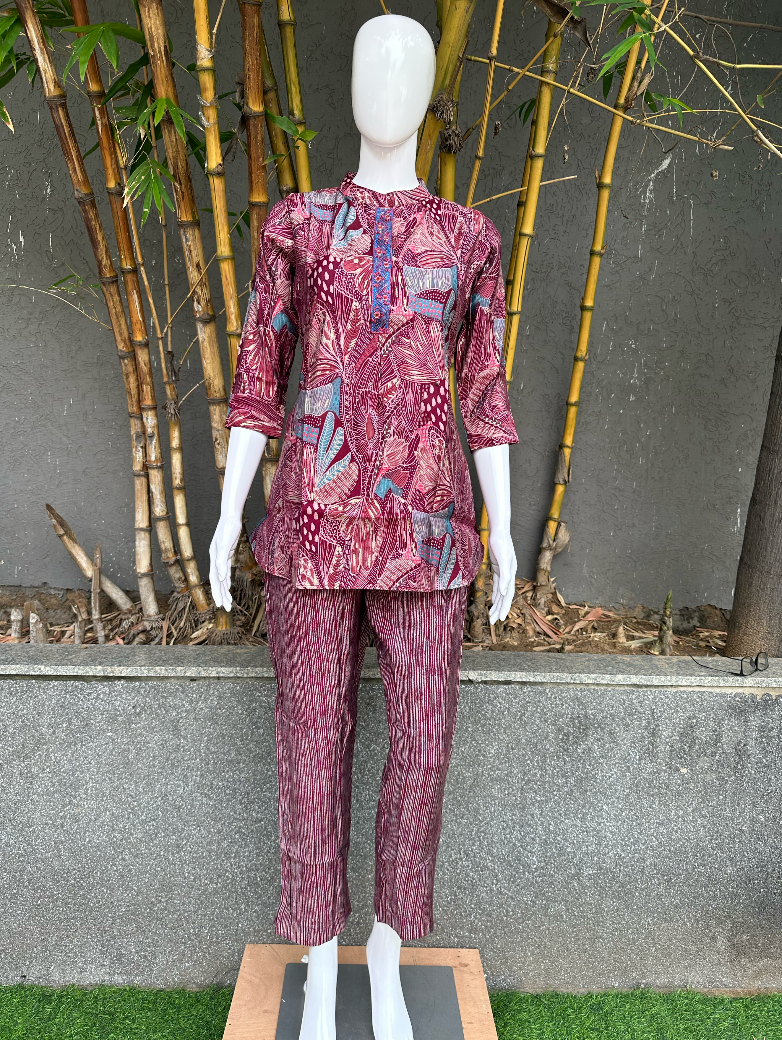 Image of Muslin Foil Print Coords with work