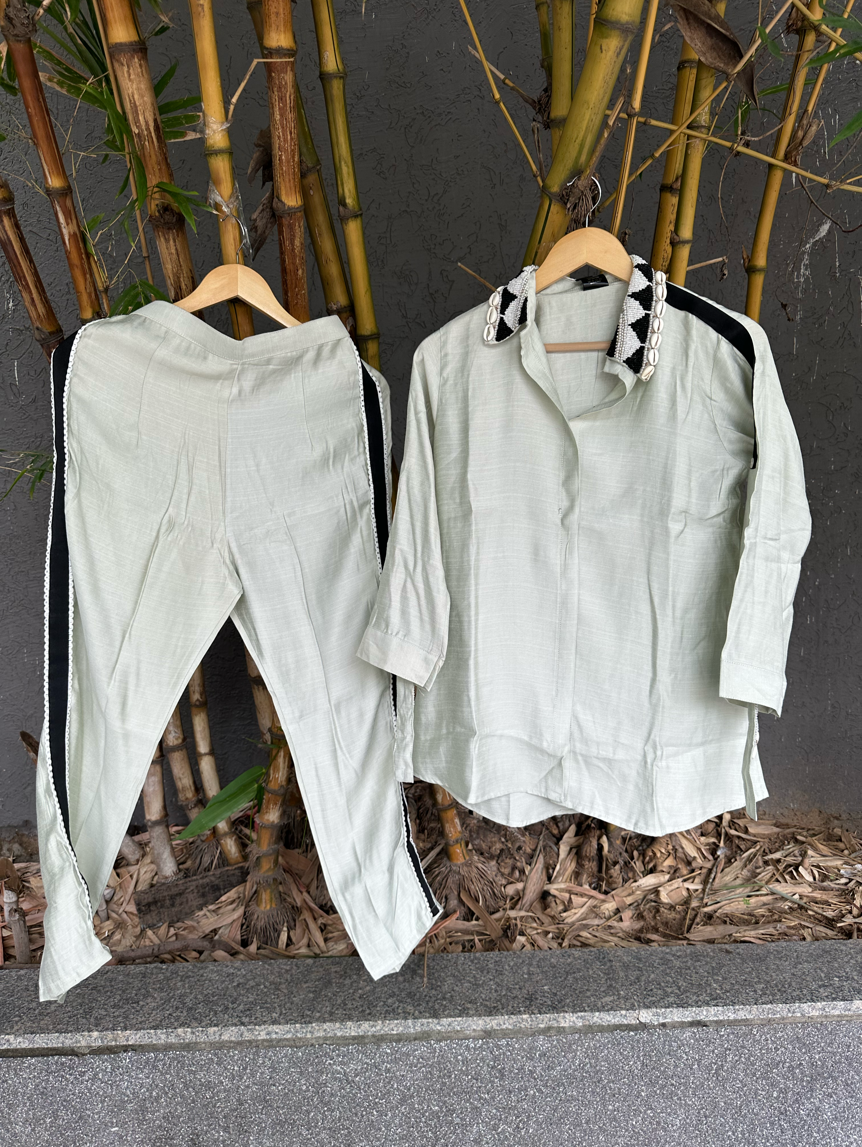 Image of Pure Cotton Embroidery Coords - Pista