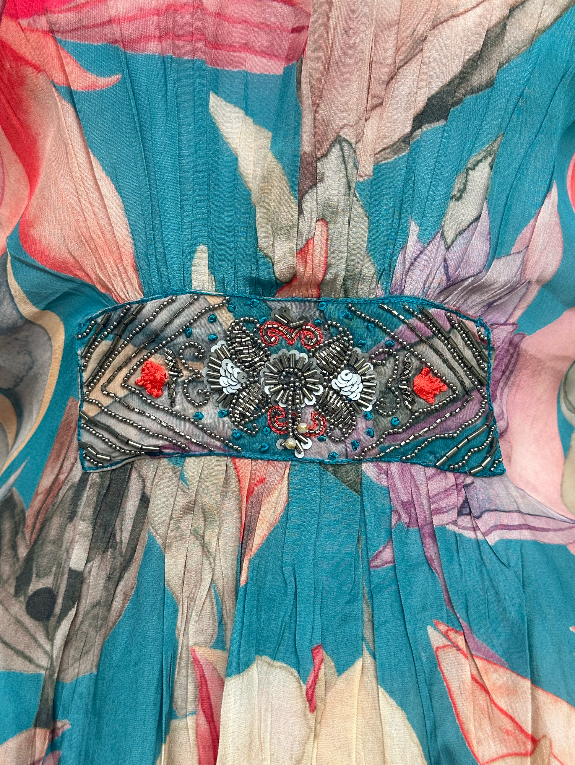 Blue Muslin Kaftan Coords - Hand work
