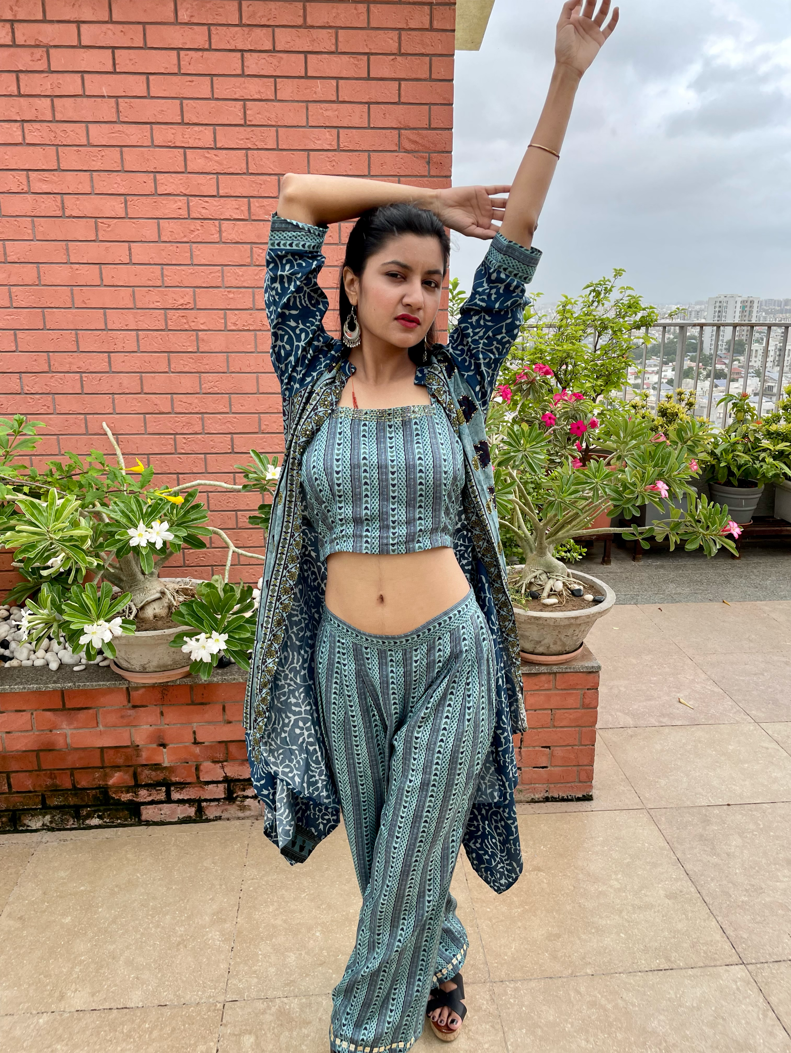 Image of Muslin 3 Piece Coords with work