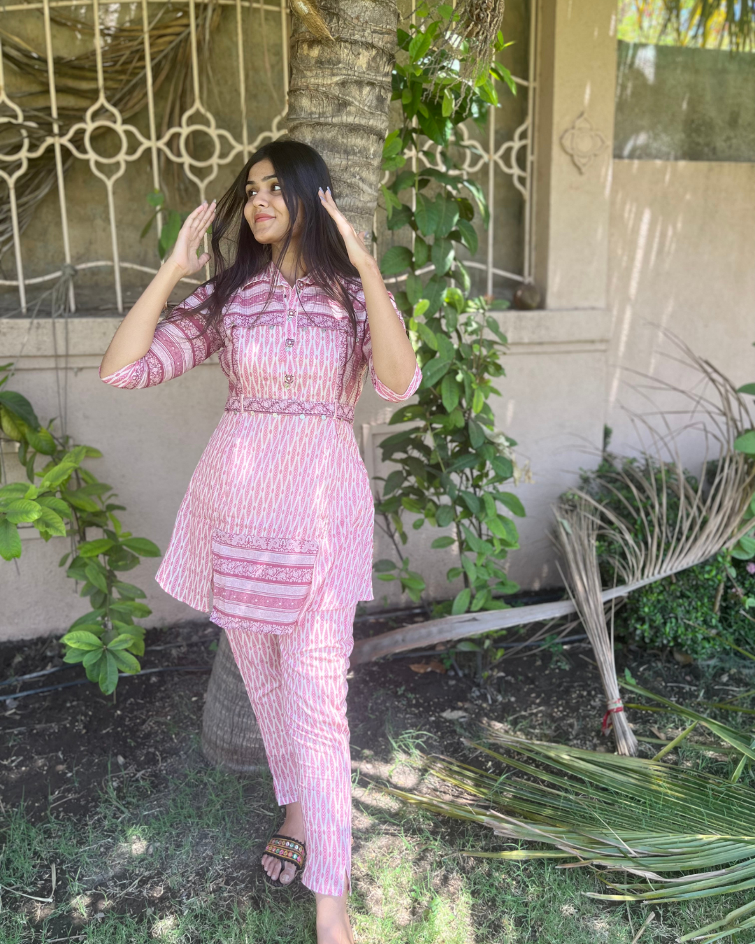 Image of Pink Cotton Coord Set - 2 Piece