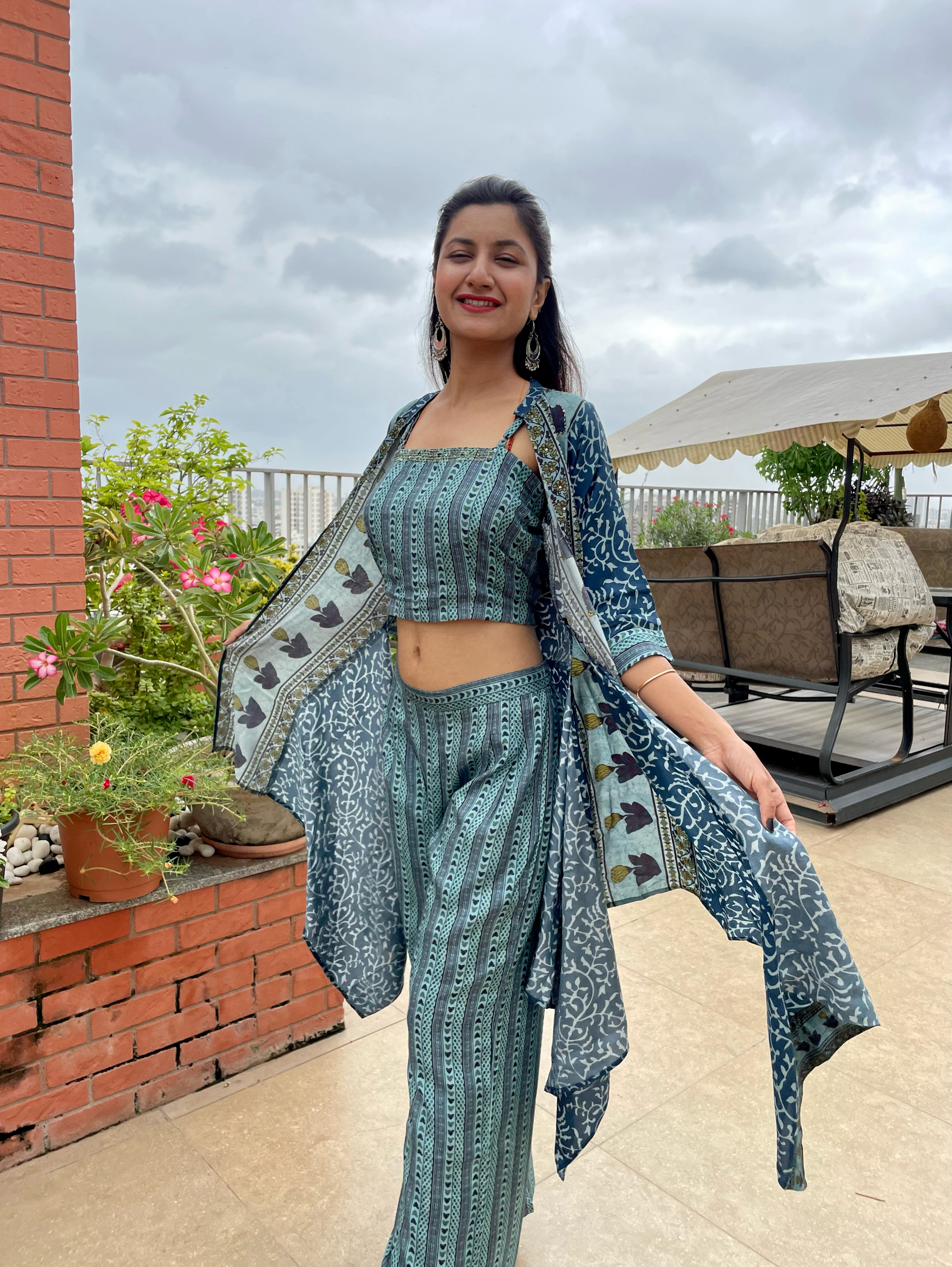 Muslin 3 Piece Coords with work