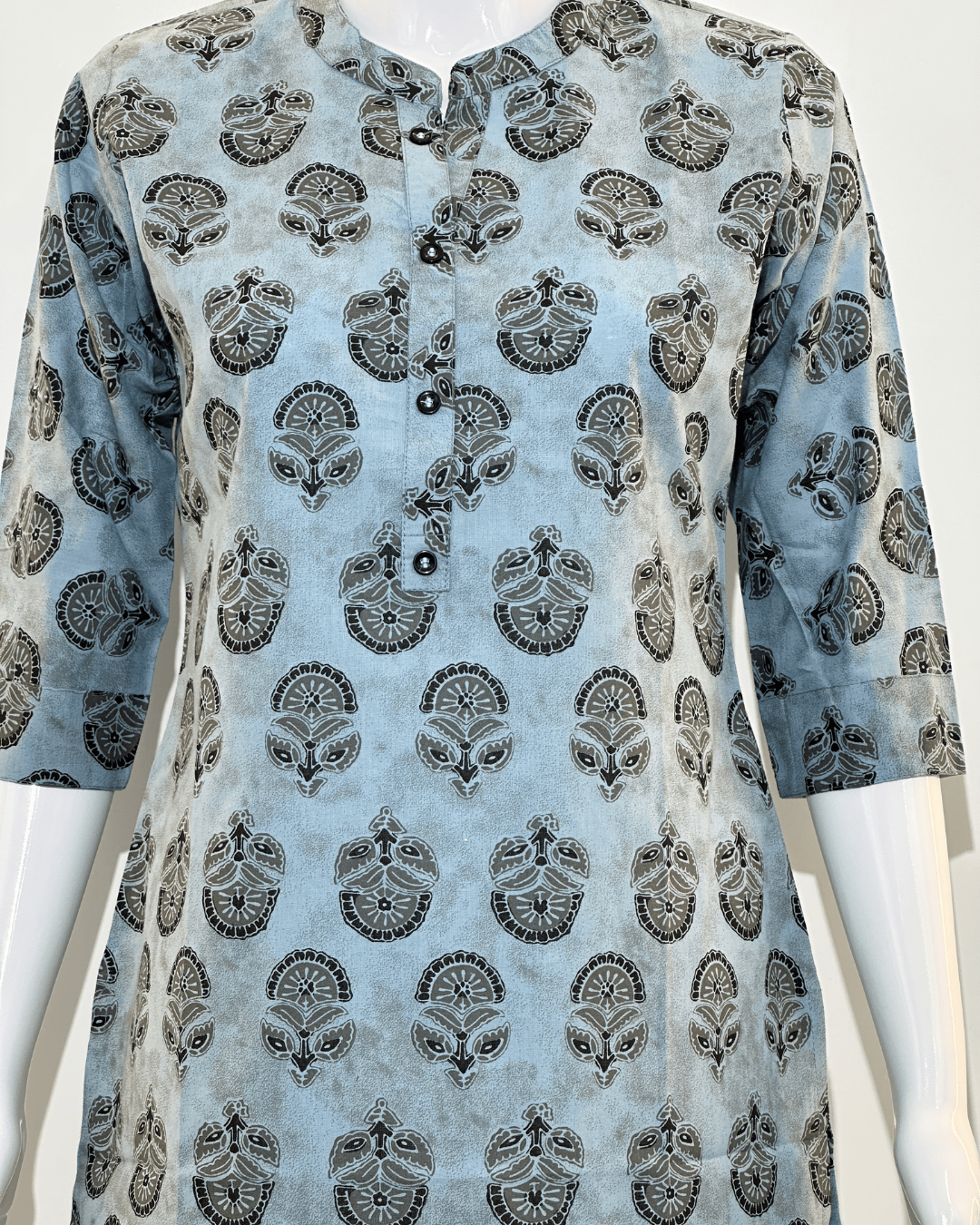 Image of Pure Cotton Short Tunics - Blue Color