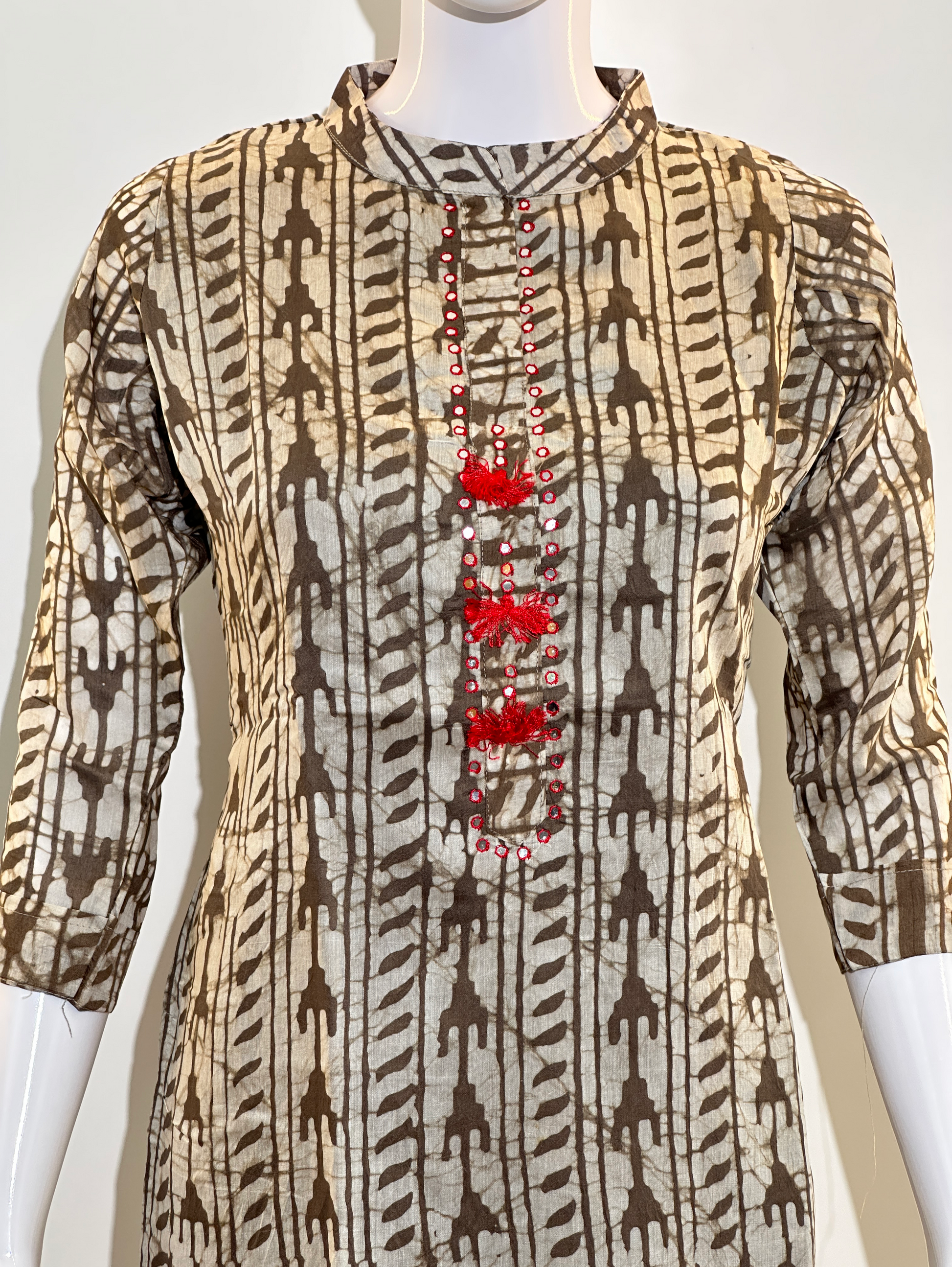 Chanderi Silk Straight Kurti With Embroidary