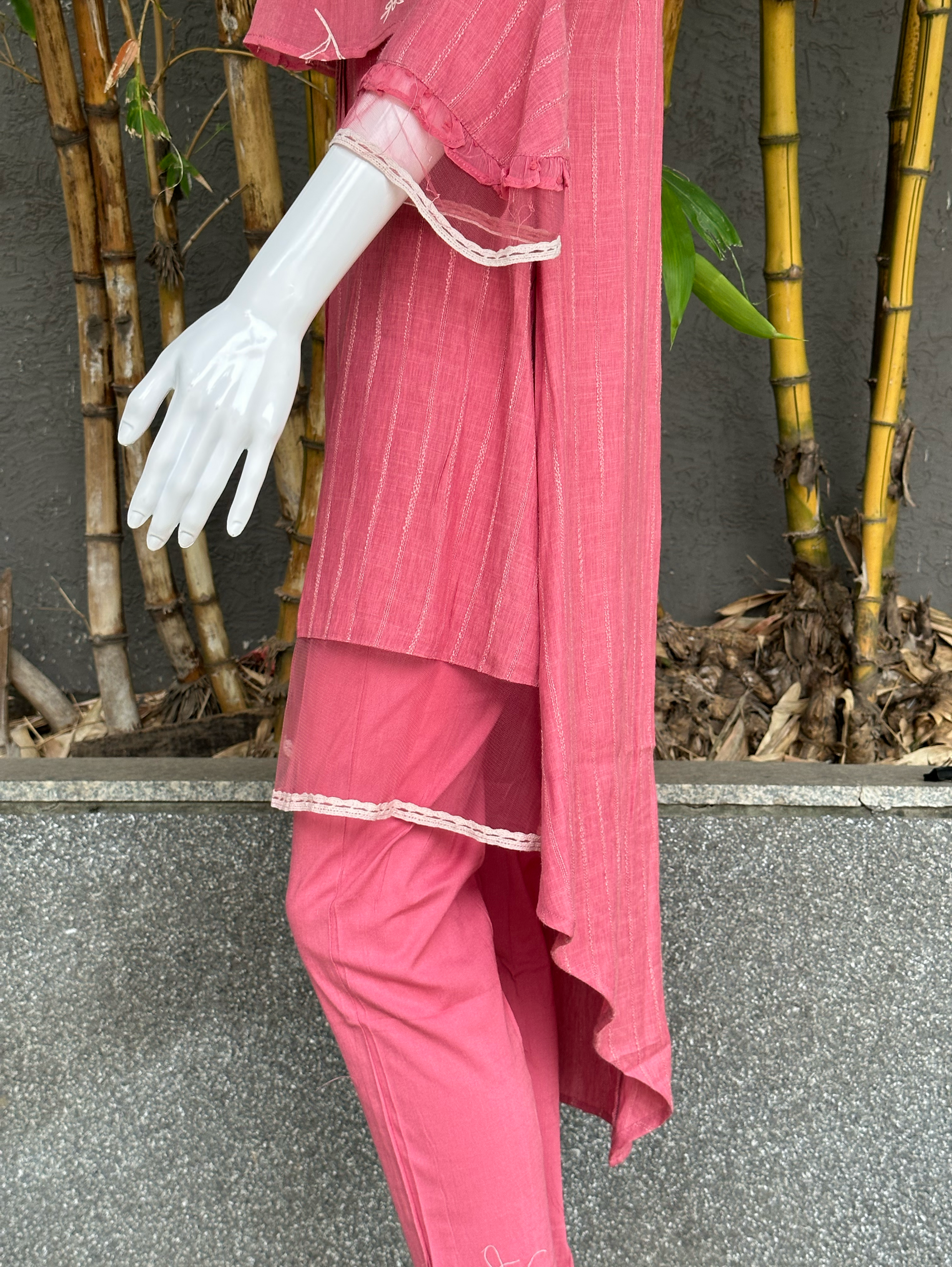 Rayon Slub 3 Piece with Scarf & Lycra Pant