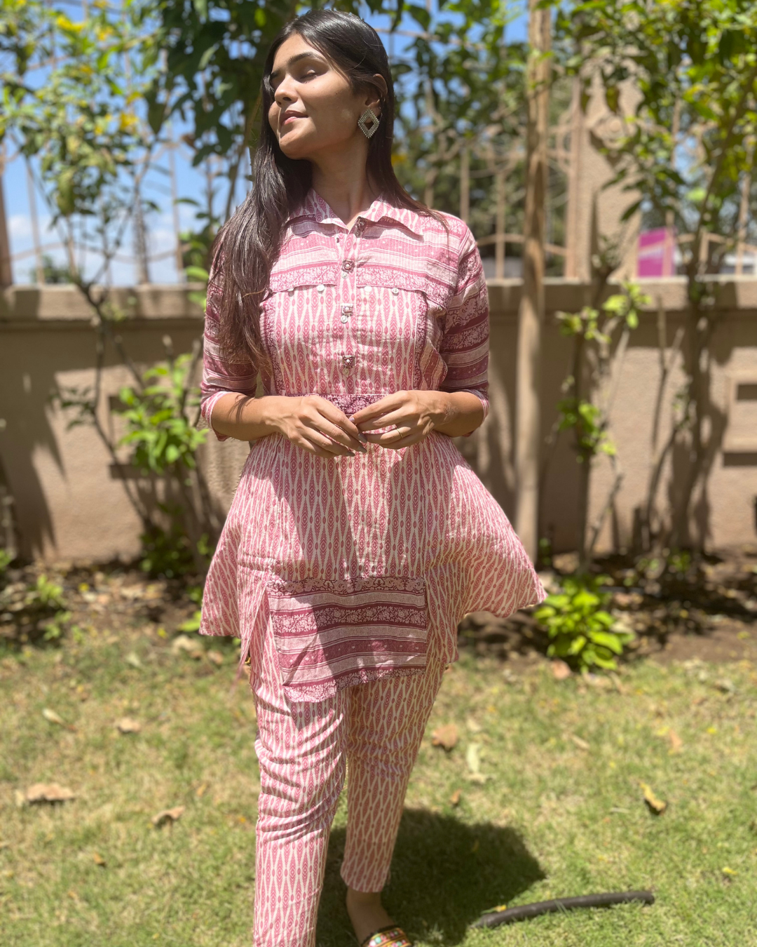 Image of Pink Cotton Coord Set - 2 Piece