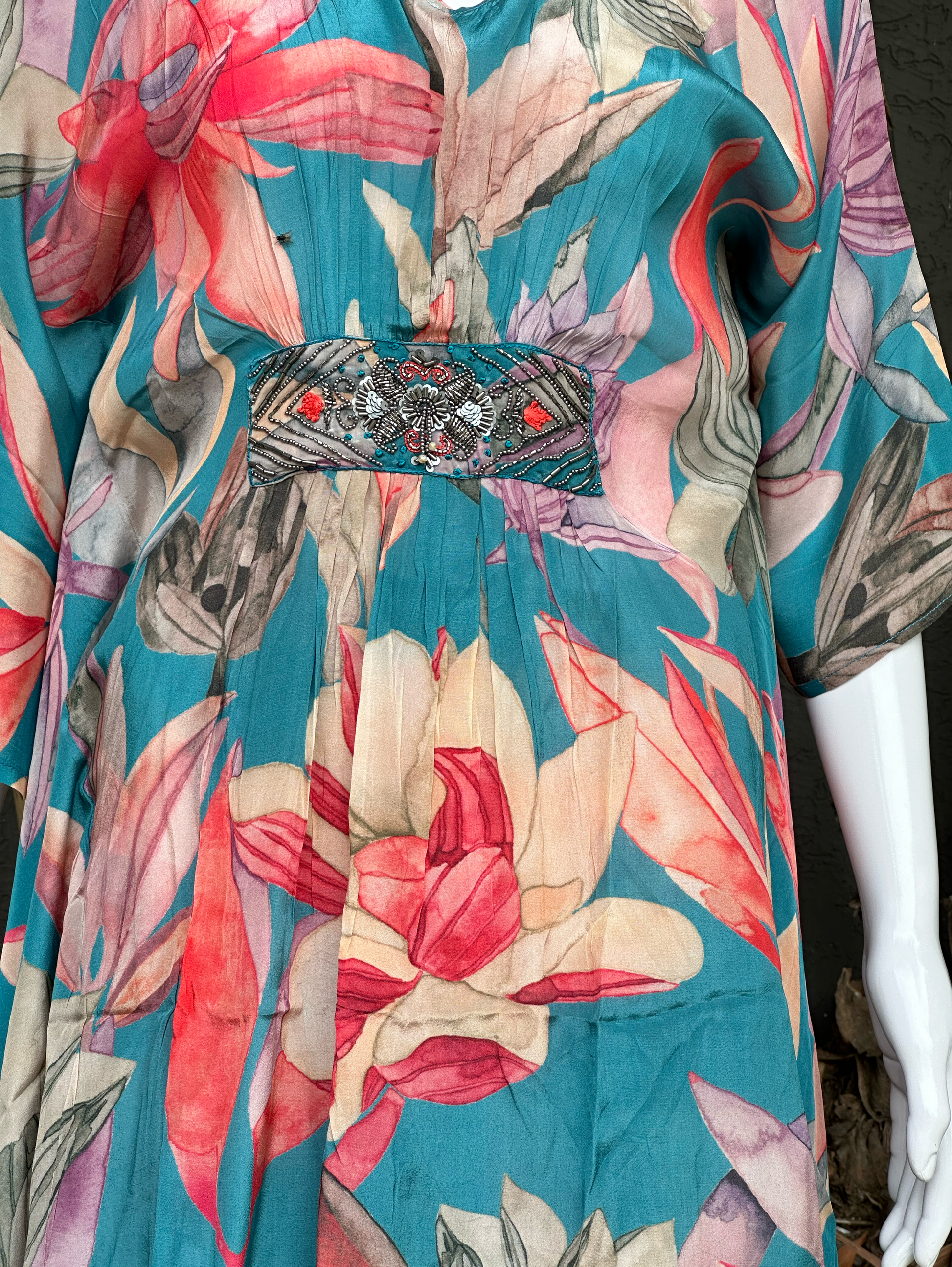 Blue Muslin Kaftan Coords - Hand work