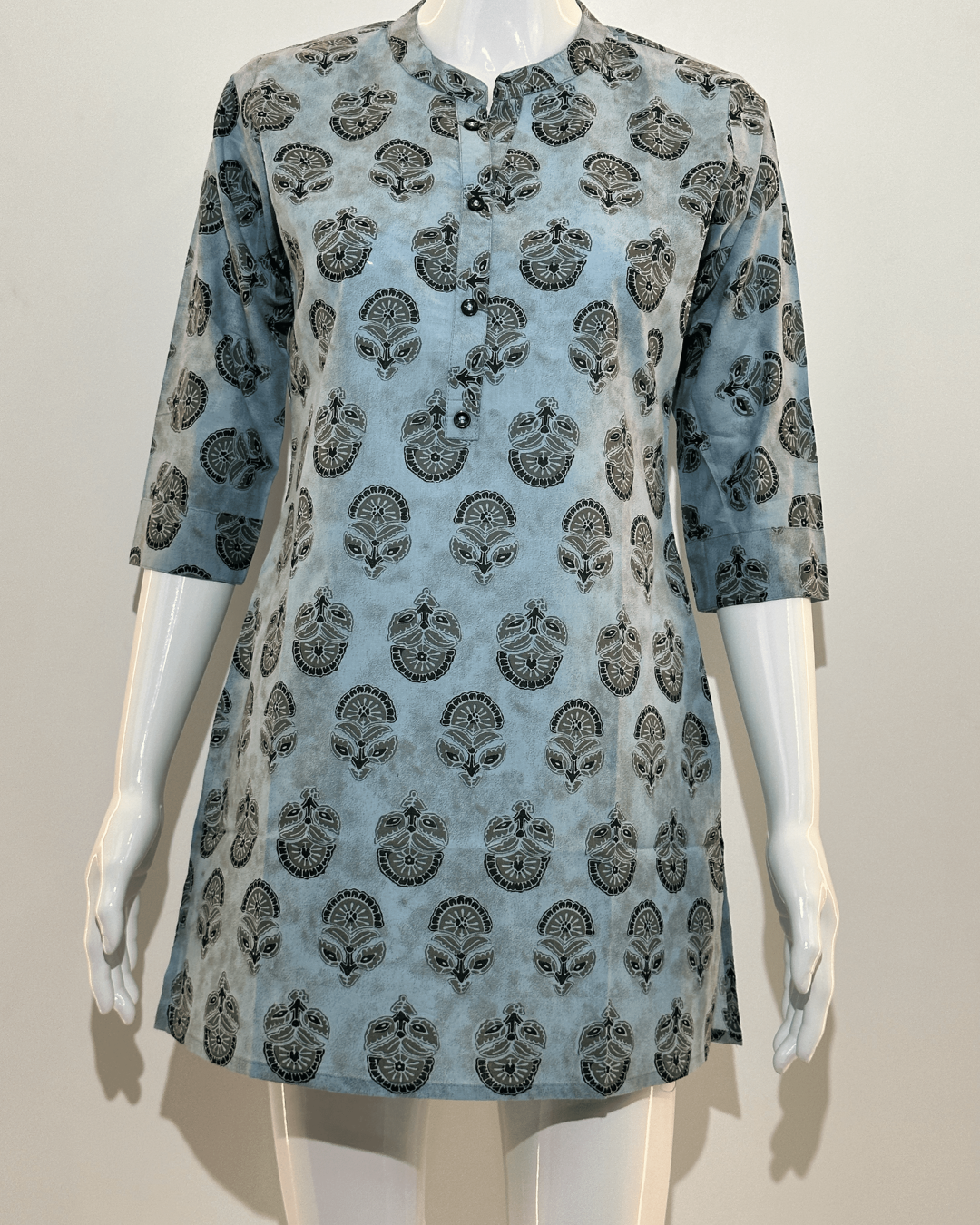Image of Pure Cotton Short Tunics - Blue Color