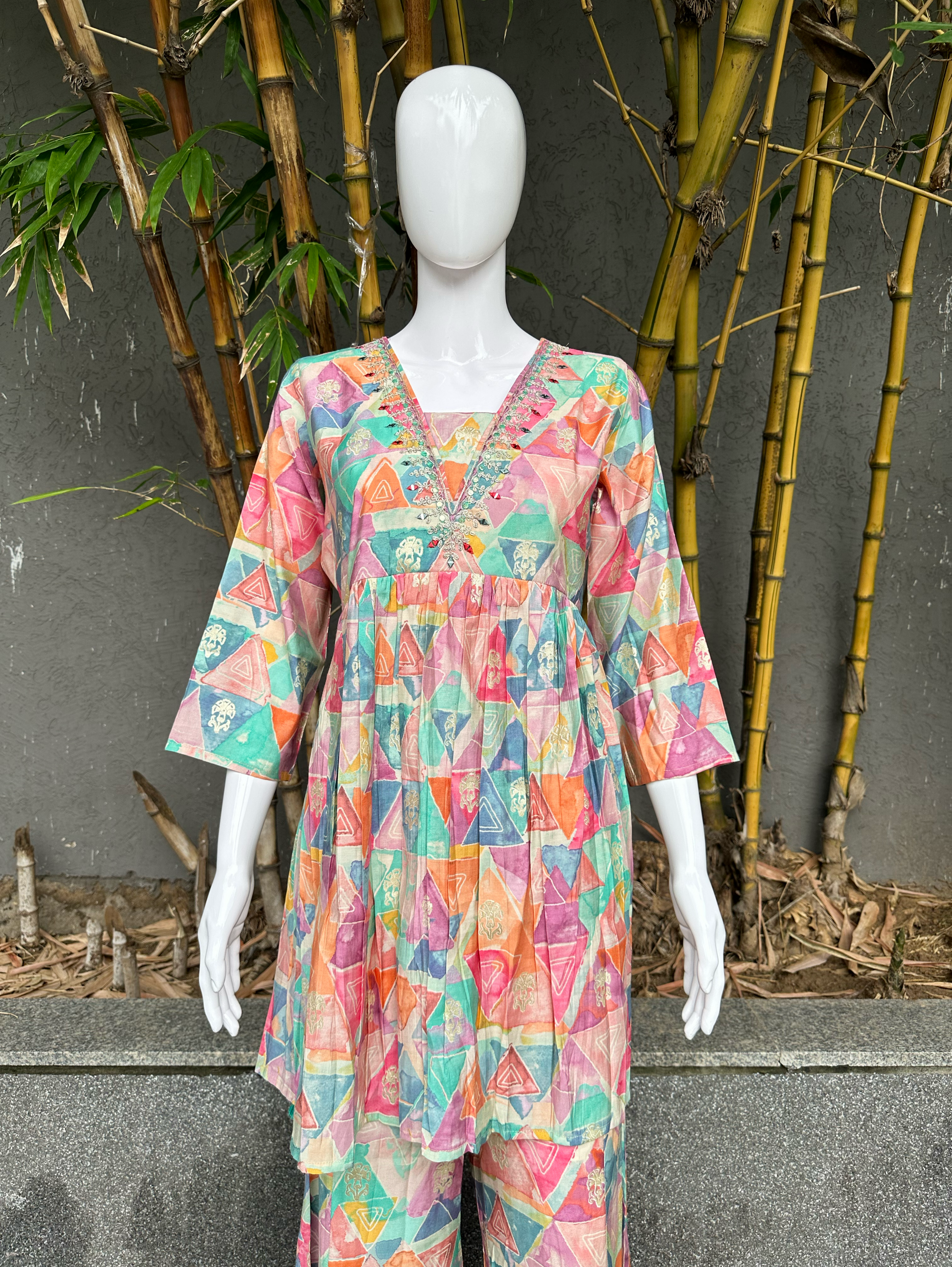 Bell Bottom Alia Cut Embroidery Coords