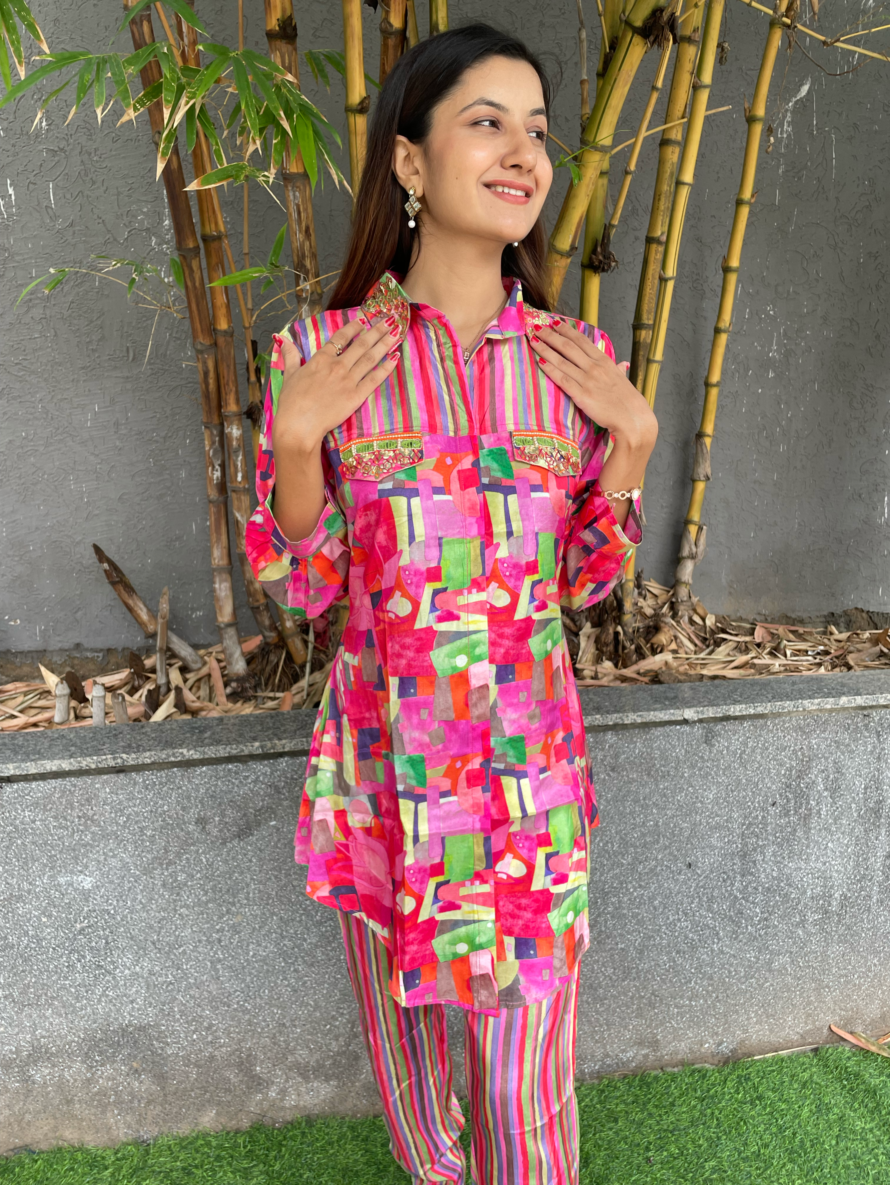 Image of Muslin Coords with Embroidery work