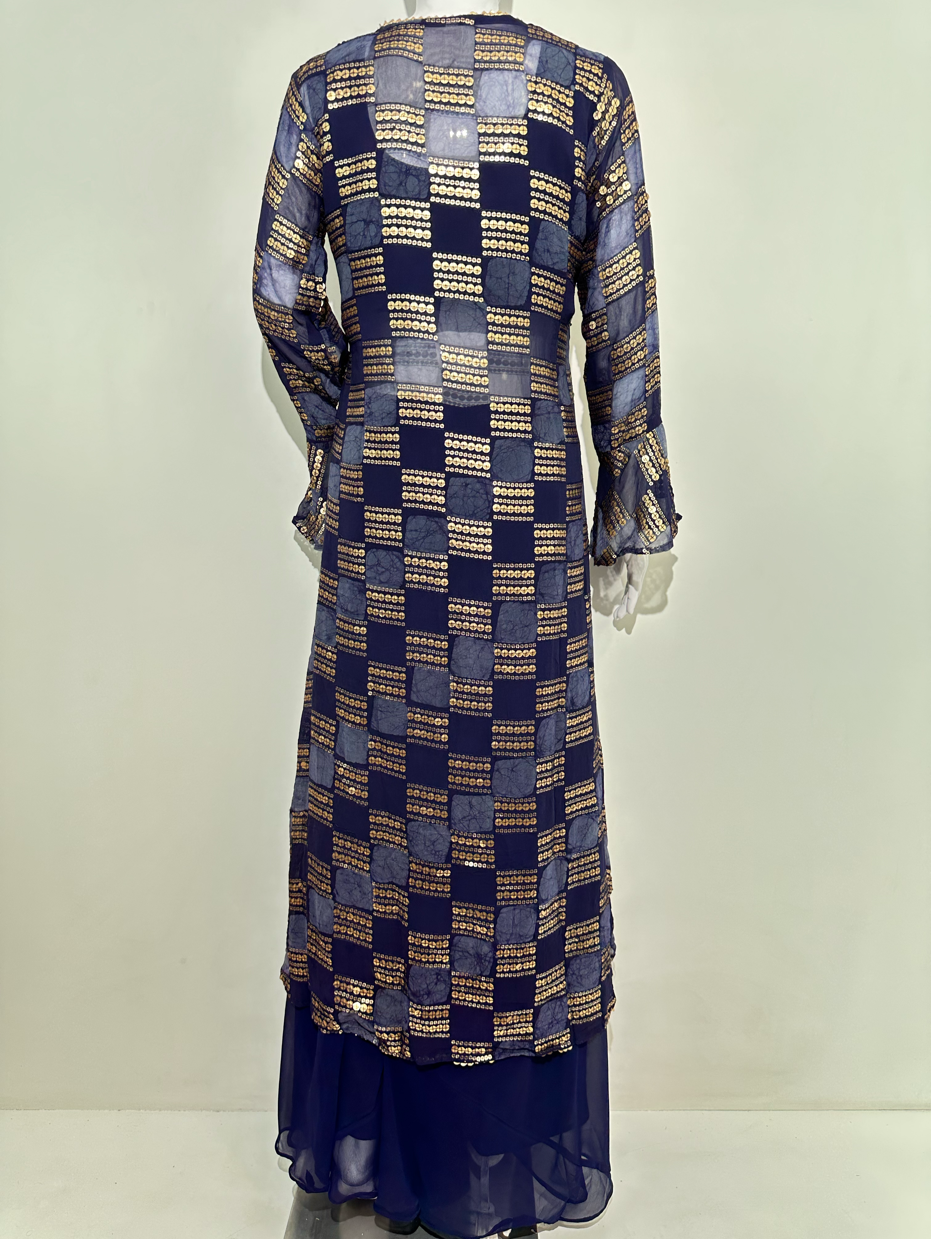 Image of Blue Georgette Three Piece Set