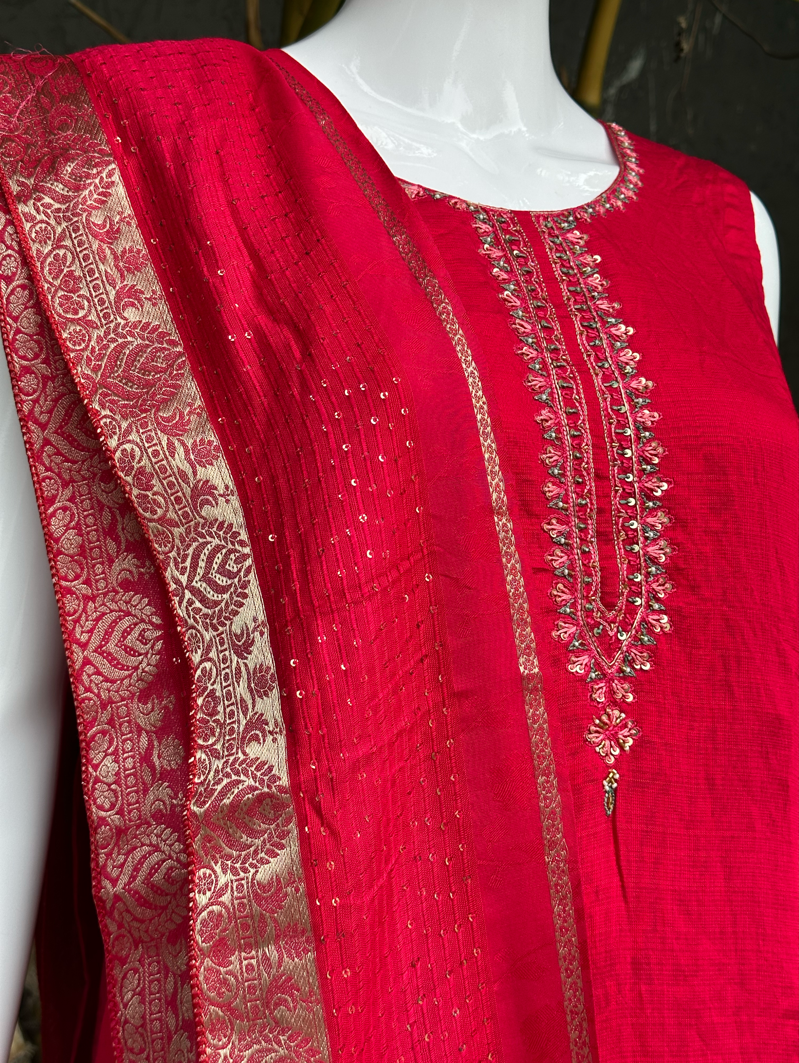 Image of Cotton Slub 3 Piece with Hand Work