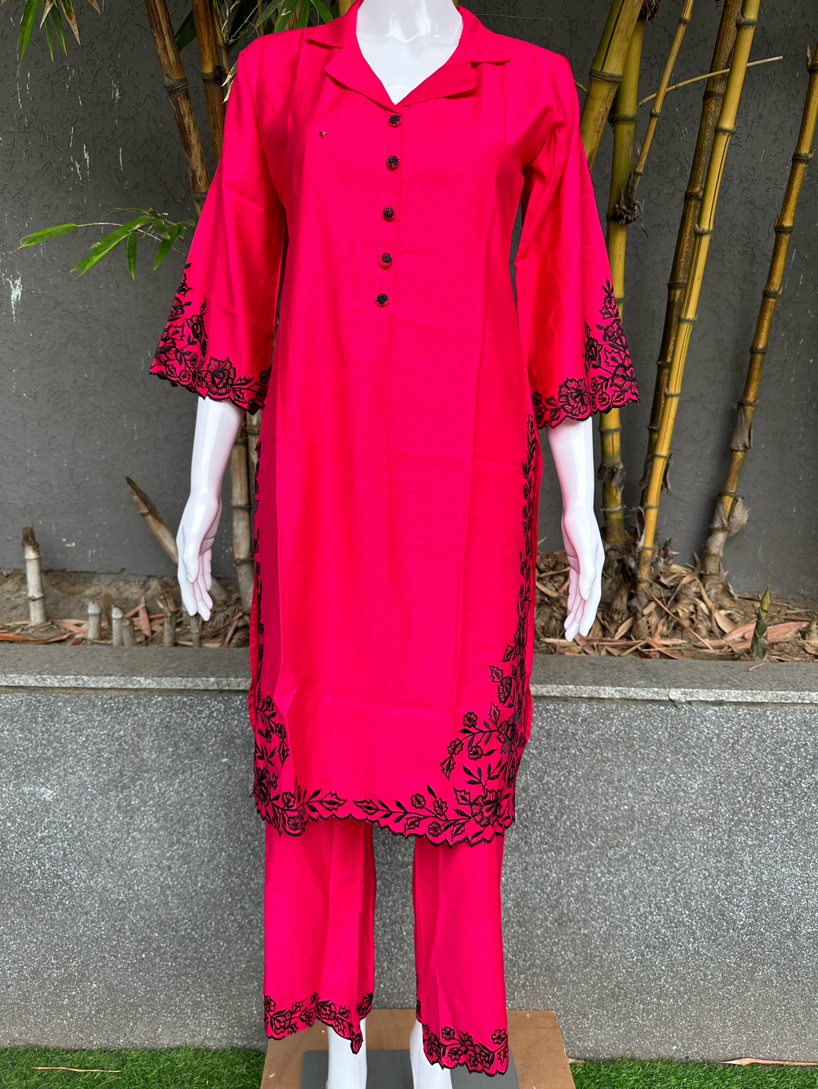 Image of Rayon Embroidery Coords - Palazzo Pant