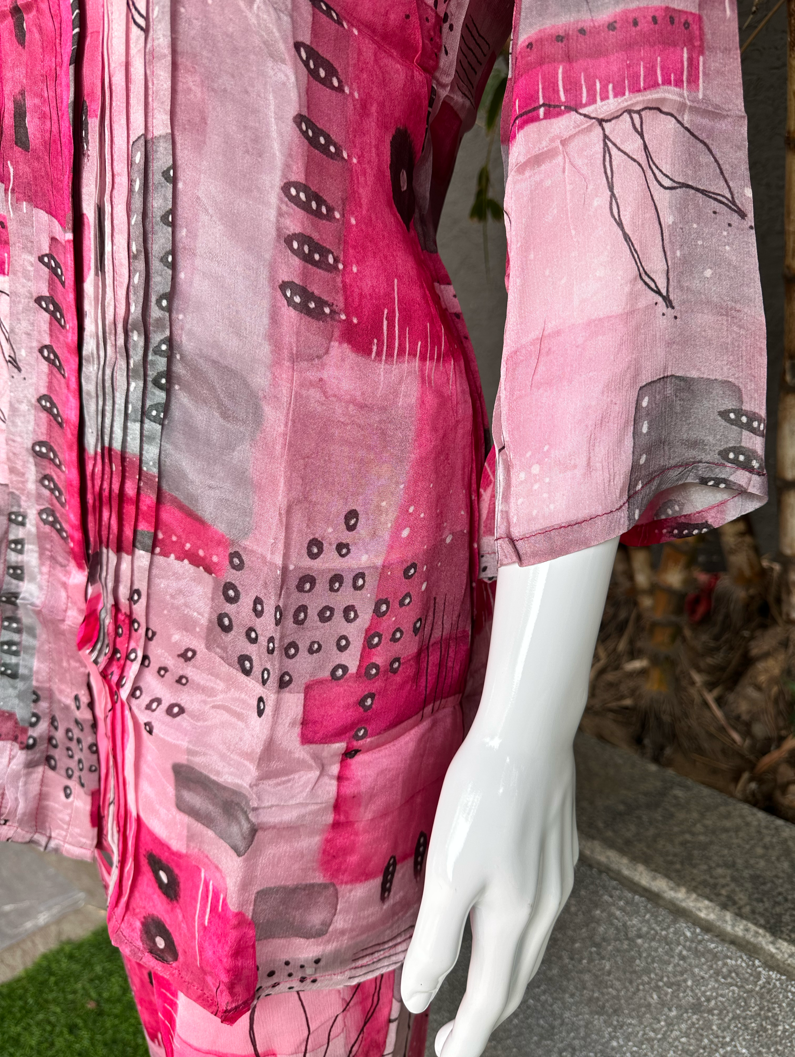 Image of Pure Chinnon Print with Collar work - Coord Set