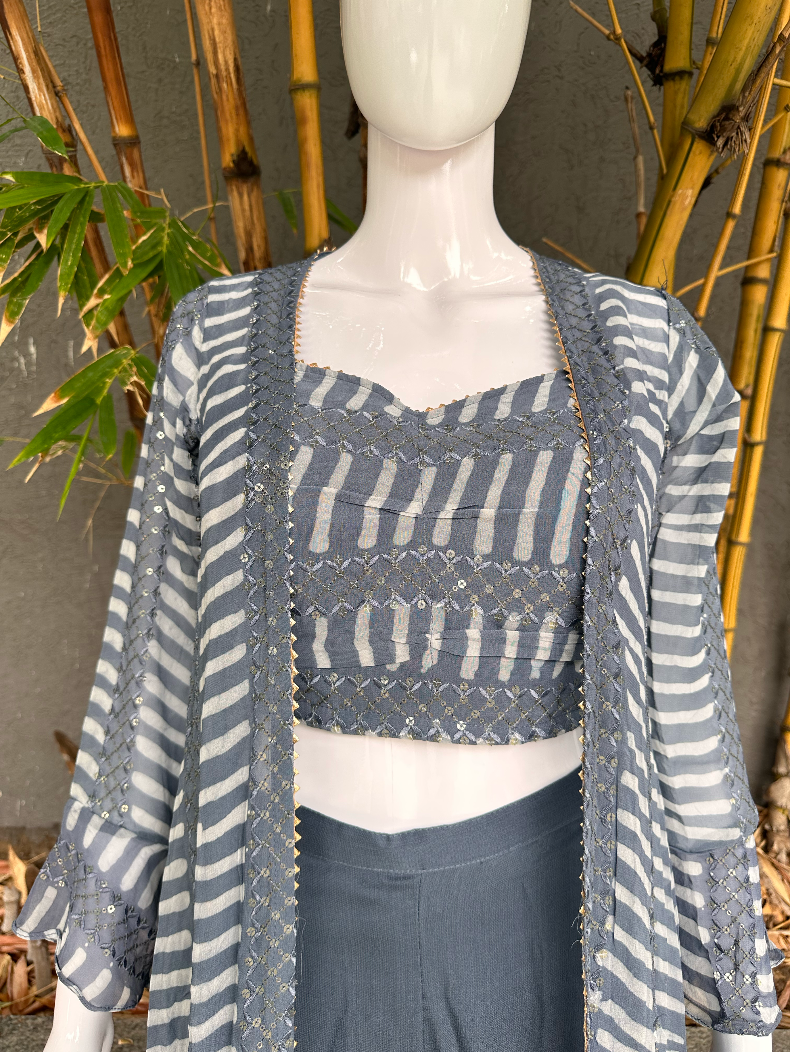 Image of Broad Plazzo Set with work and Seprate Shrug - 3 Piece