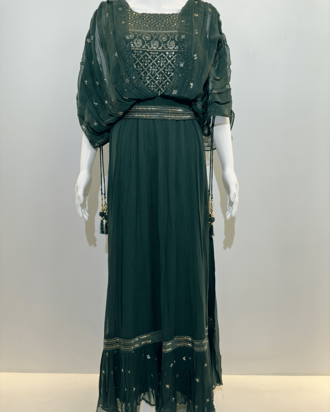 Georgette Butterfly Design Gown with Belt