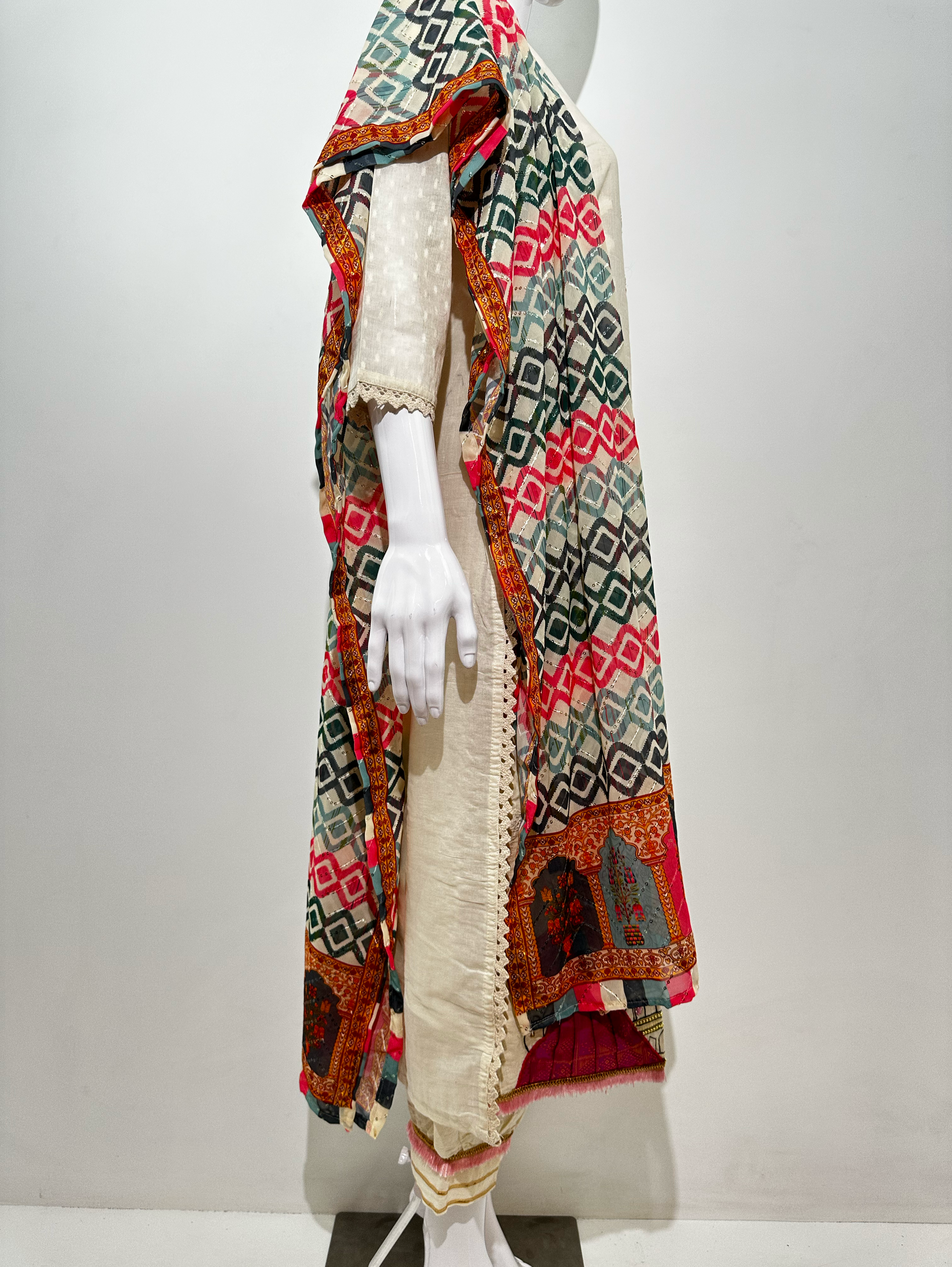 Afghani Style Daman Thread work  - 3 Piece