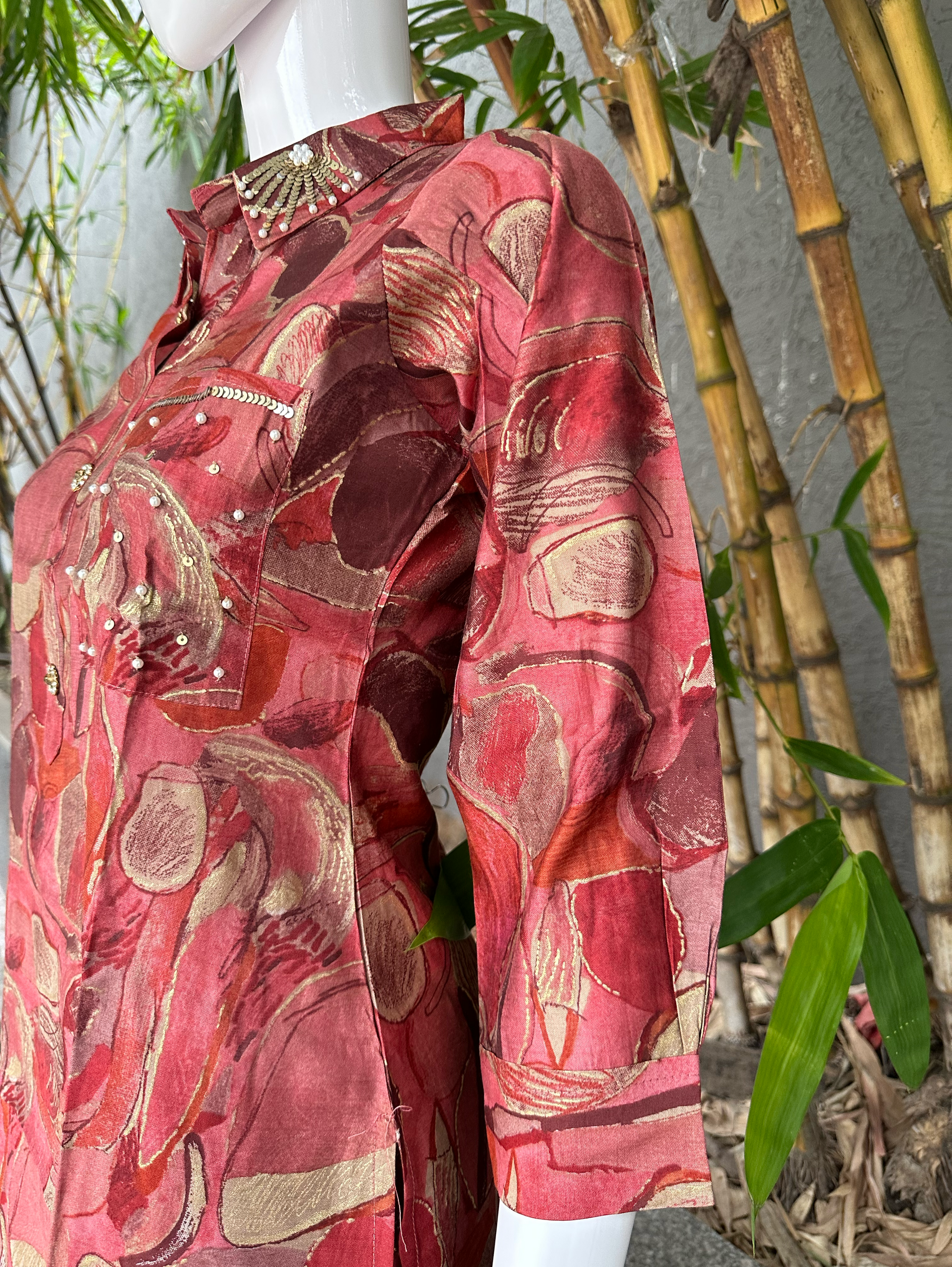 Muslin with Collar and Pocket work Coords