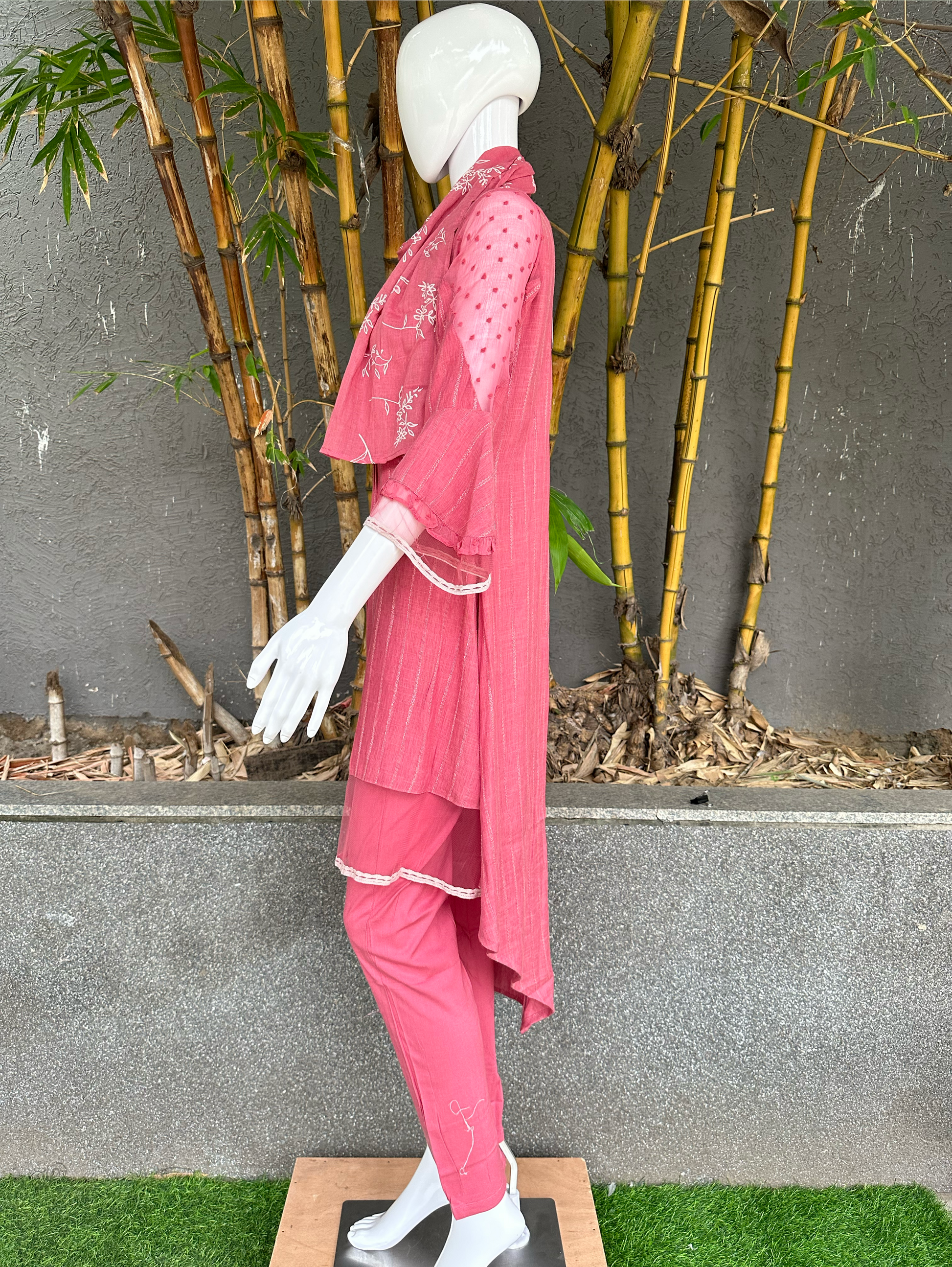 Rayon Slub 3 Piece with Scarf & Lycra Pant