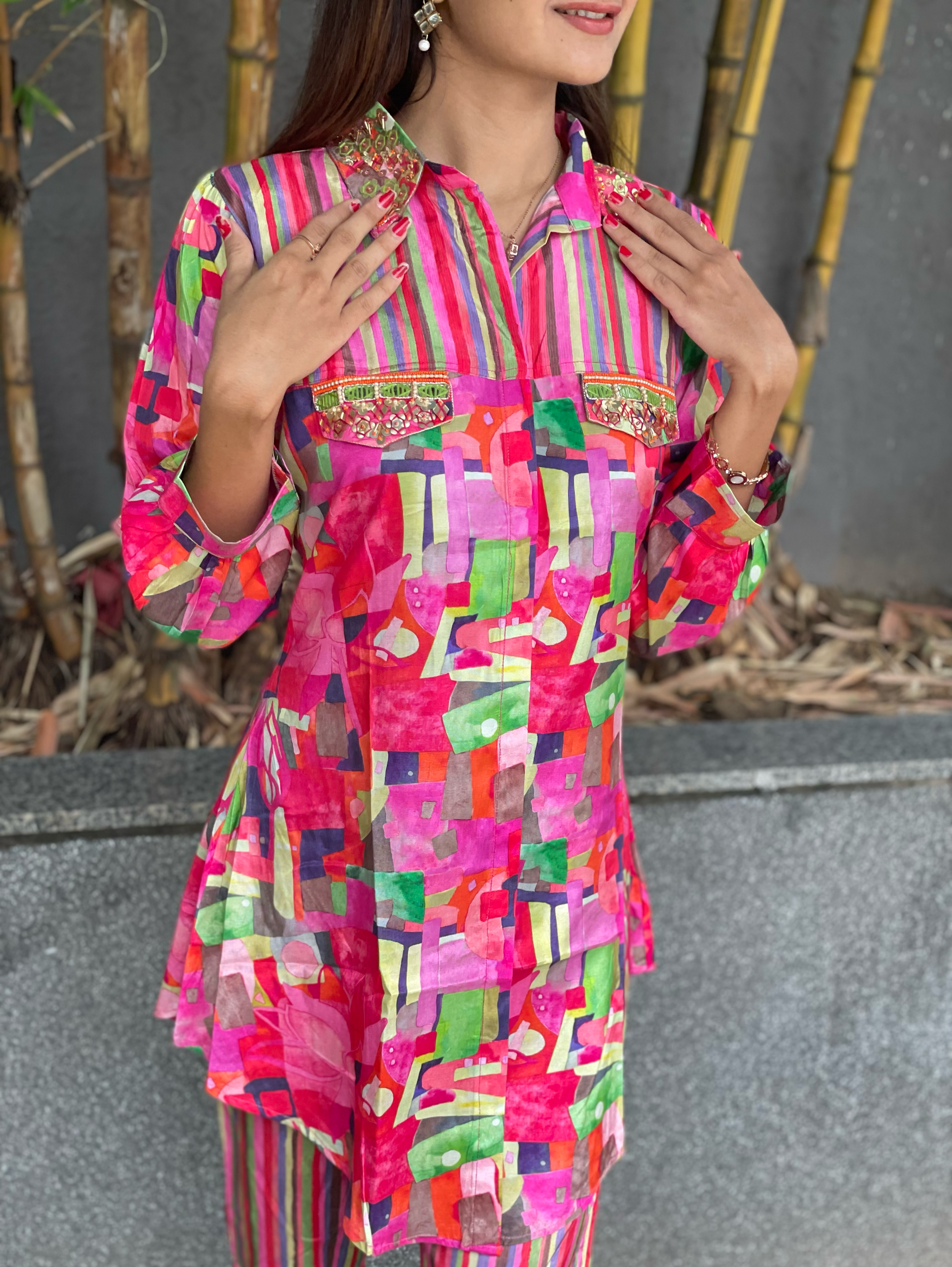 Image of Muslin Coords with Embroidery work