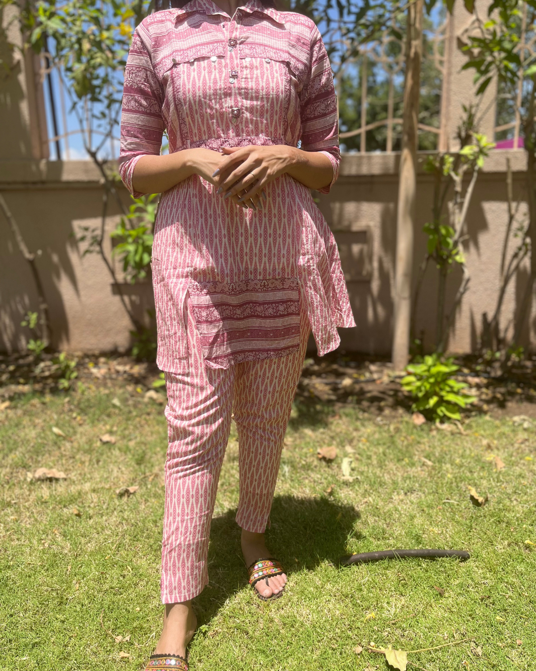 Image of Pink Cotton Coord Set - 2 Piece