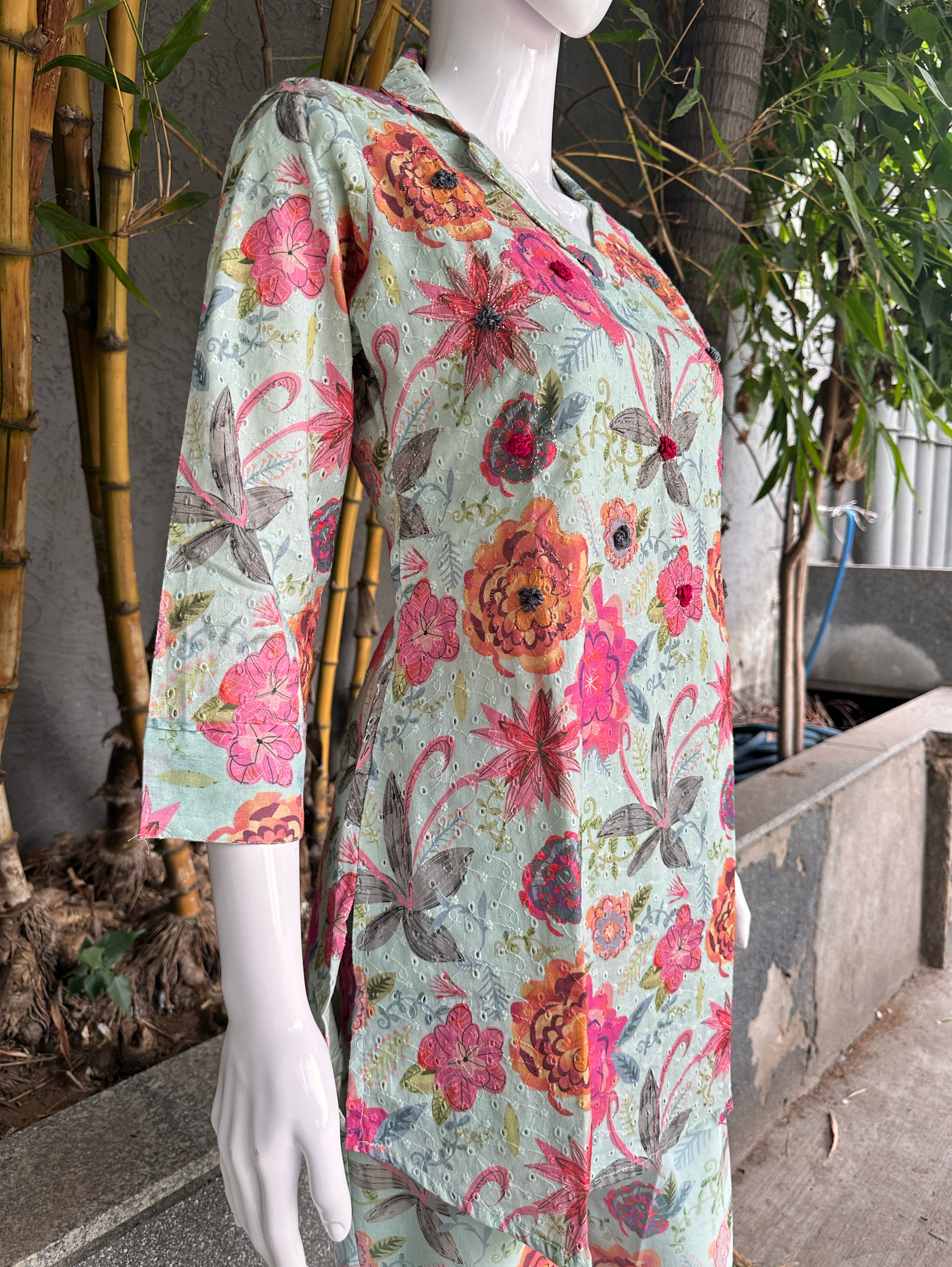 Lucknowi Cotton Embroidery thread work coords