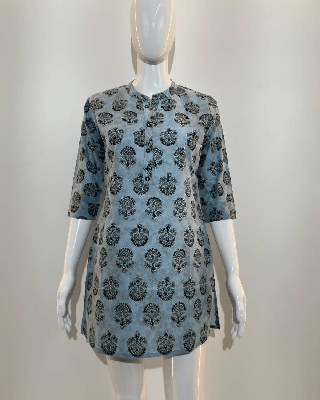 Image of Pure Cotton Short Tunics - Blue Color