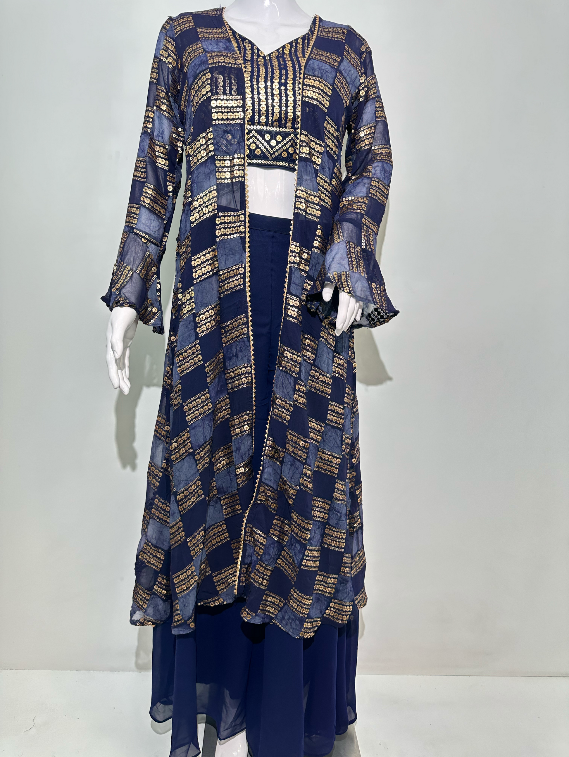 Blue Georgette Three Piece Set