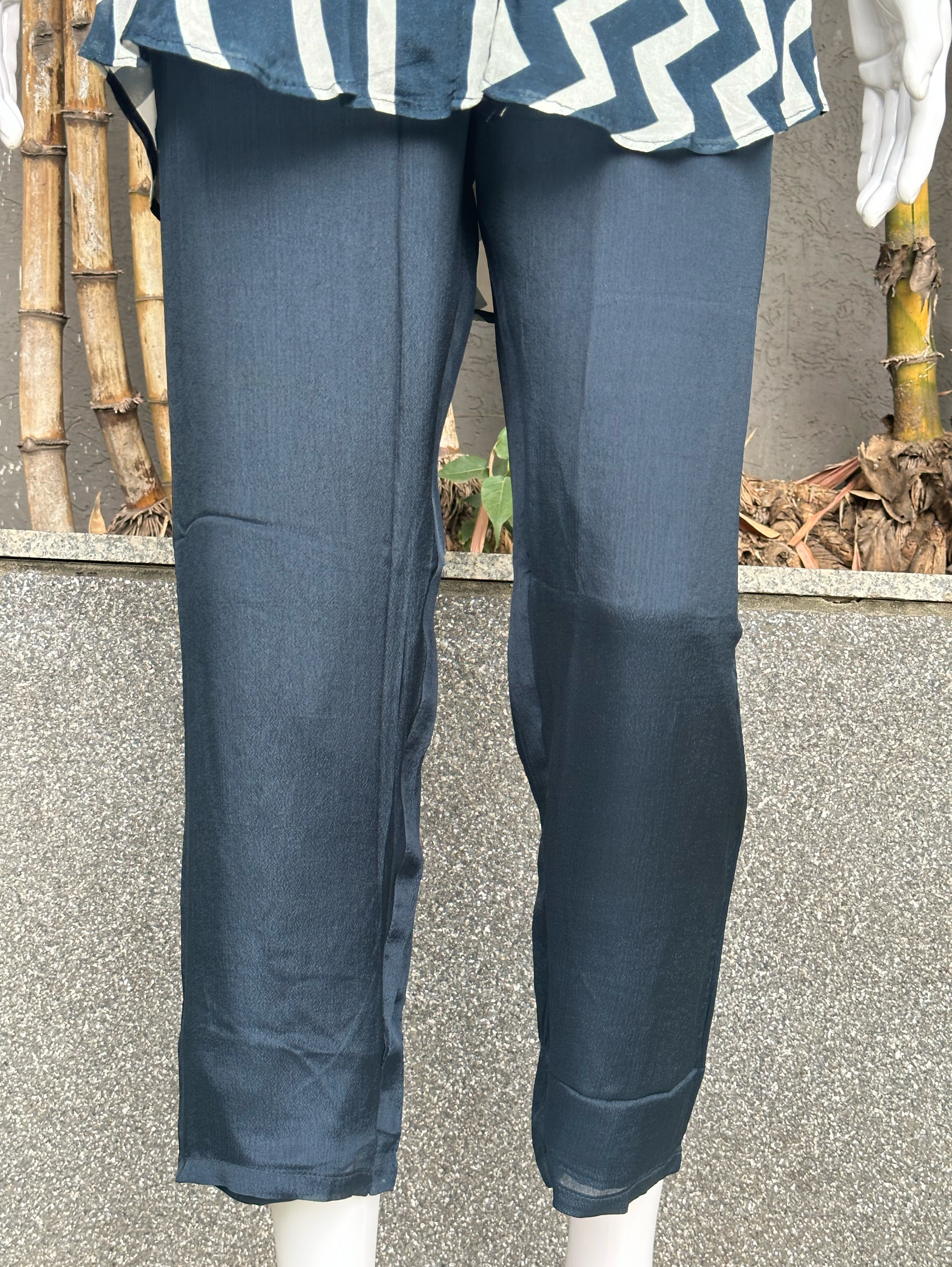 Solid Blue Crepe Coord Set with Hand work - 3 Piece