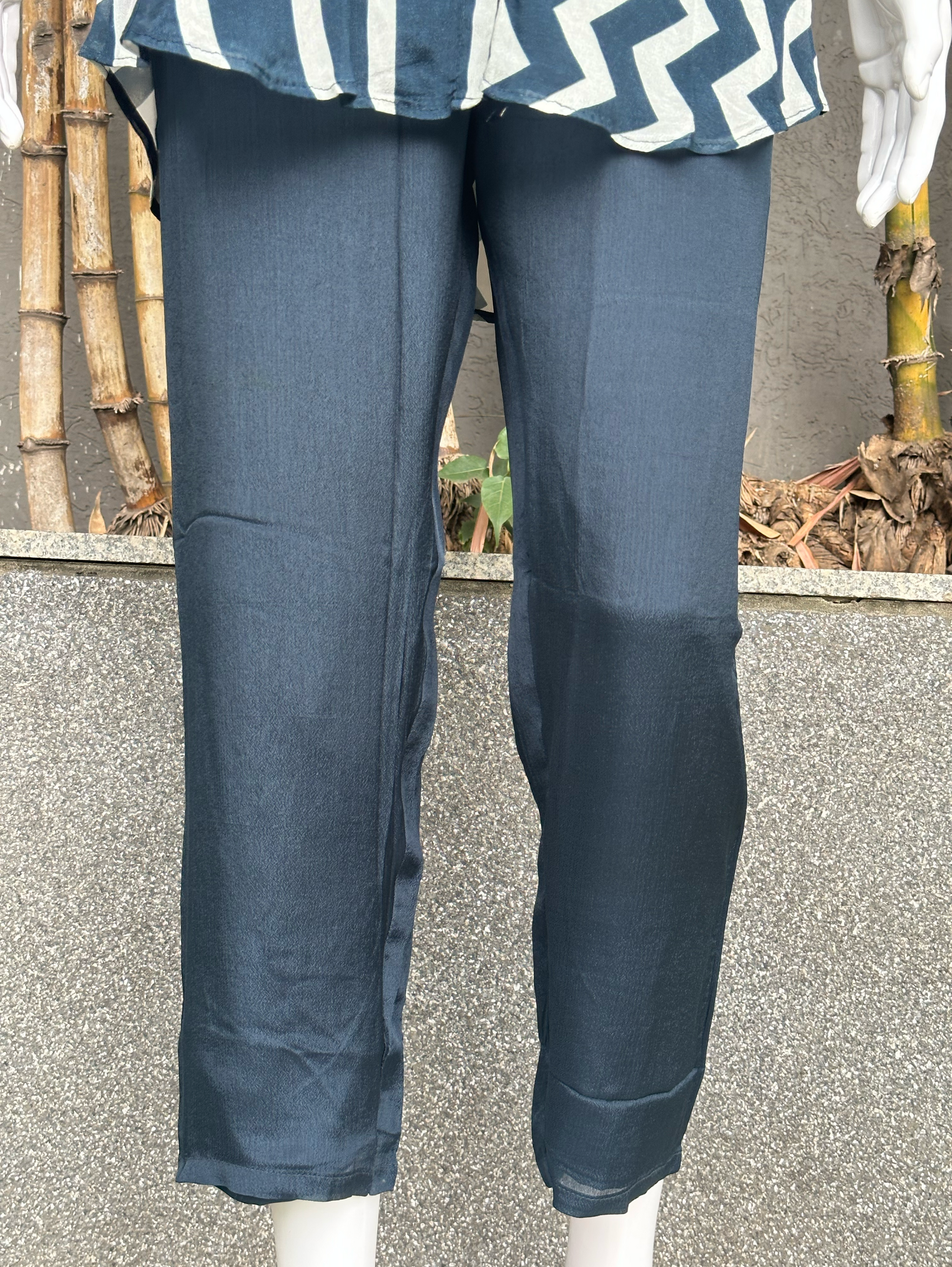 Solid Blue Crepe Coord Set with Hand work - 3 Piece