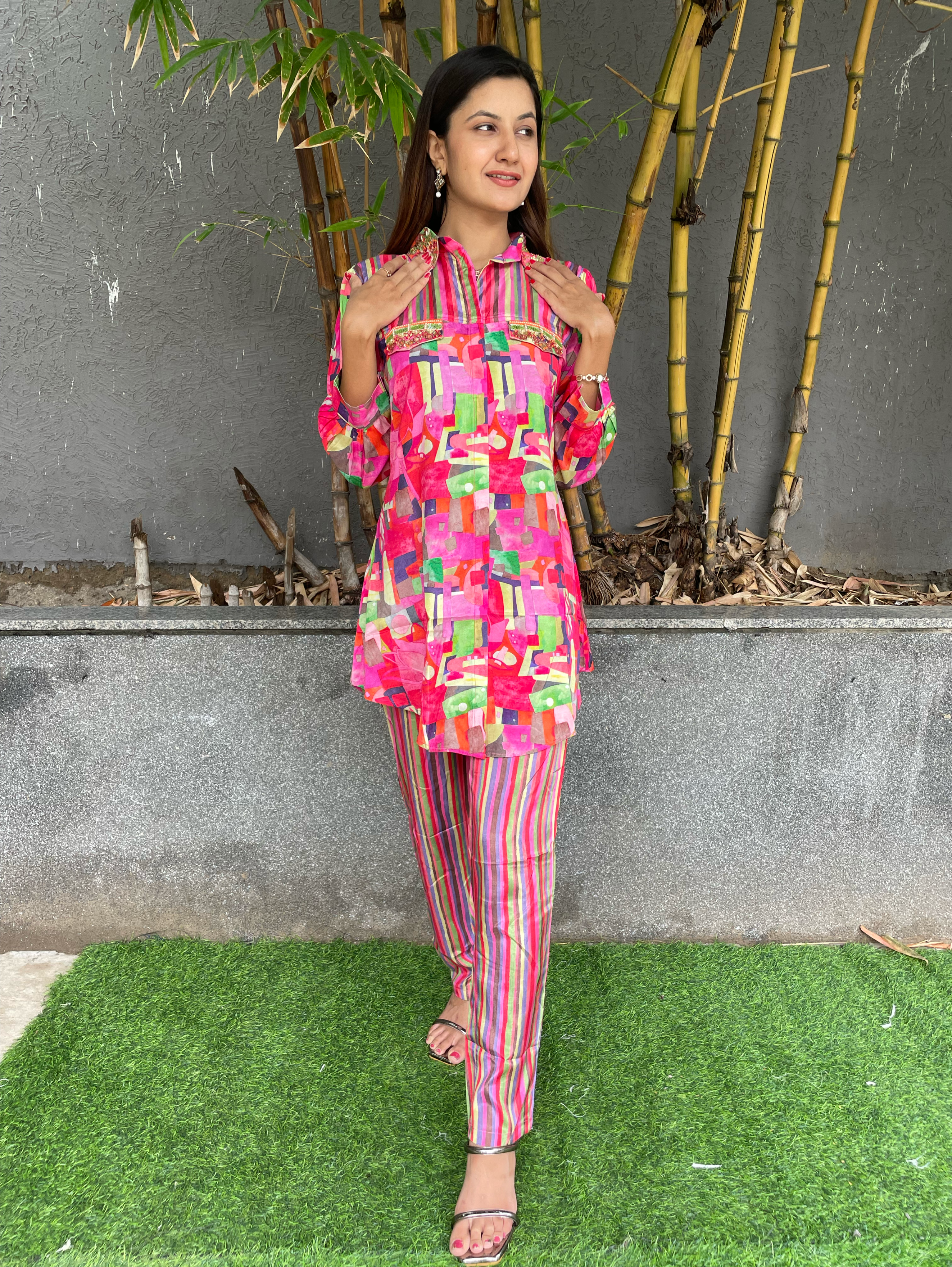 Image of Muslin Coords with Embroidery work