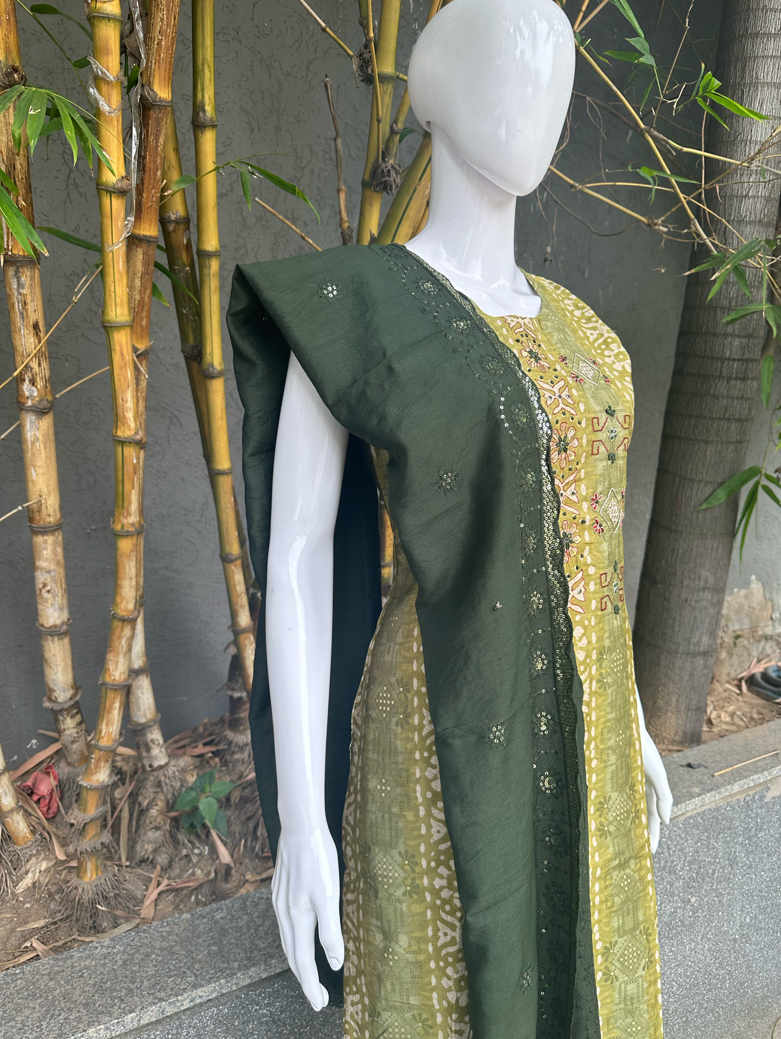 Image of Modal Print Embroidery work - 3 Piece